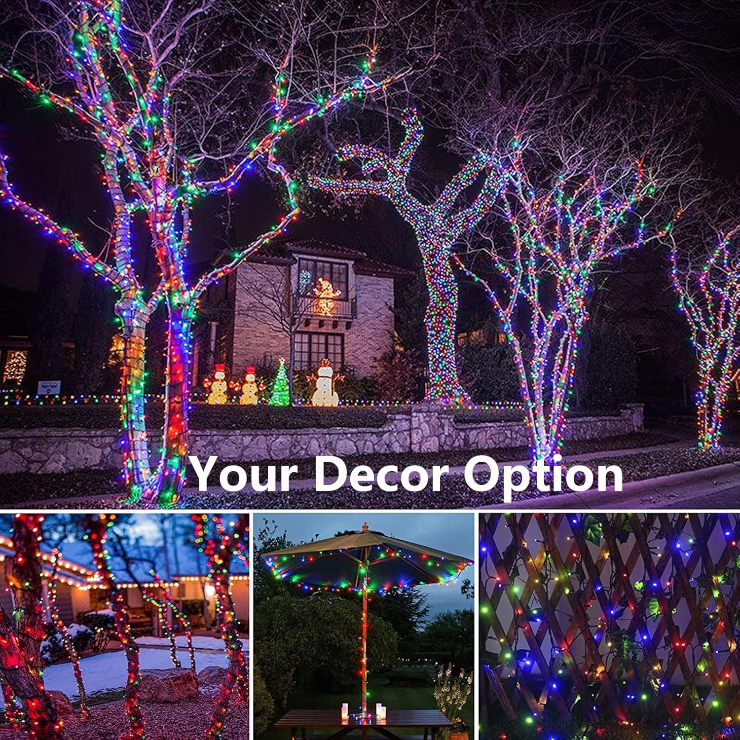 Joomer Solar Christmas Lights, 2 Pack Total 144 FT 400 LED 8 Modes Waterproof Solar String Lights Outdoor Auto ON/Off for Patio, Tree, Garden, Christmas Decorations (Multicolor)