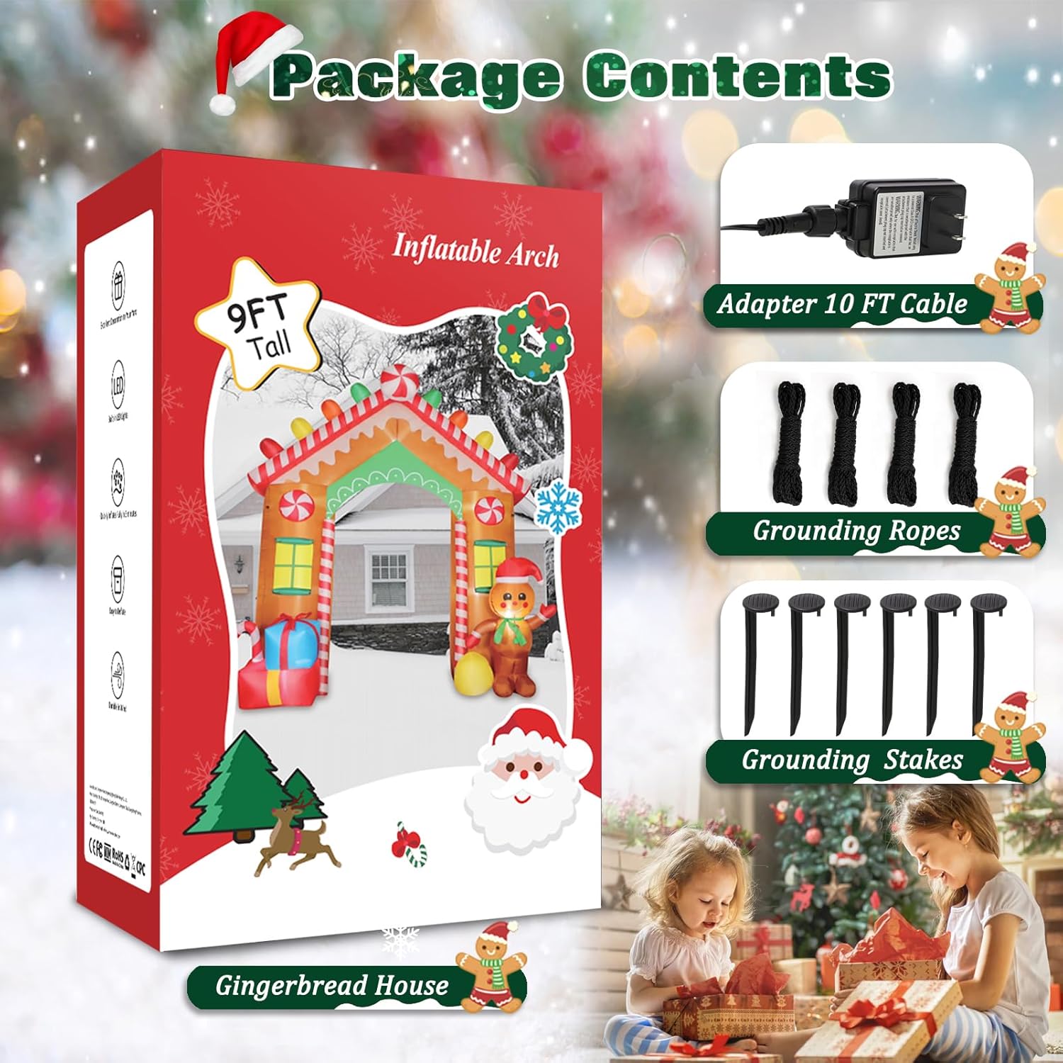 7 FT Christmas Inflatables Snowman Outdoor Yard Decorations, Christmas Blow up Snow Man with LED Lights & Black Hat, Winter Outside Decor for Holiday Party Patio Garden Lawn, Xmas New Year Kids Gifts