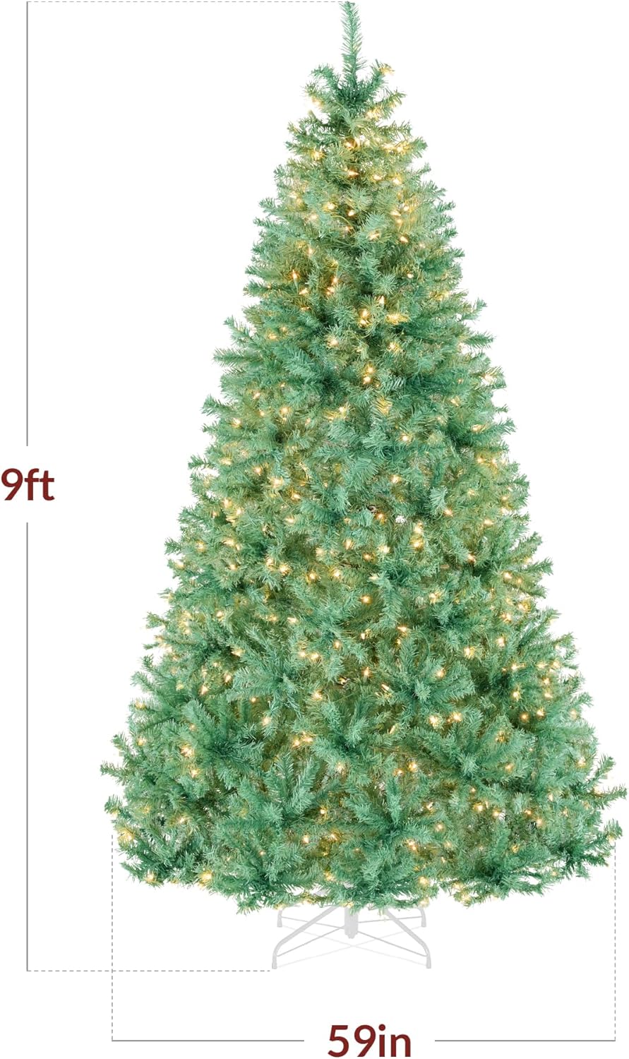 Best Choice Products 6ft Pre-Lit Christmas Tree Premium Hinged Artificial Pine Lighted Holiday Tree for Home, Office w/ 1,000 Branch Tips, 250 Lights, Metal Hinges, Foldable Base