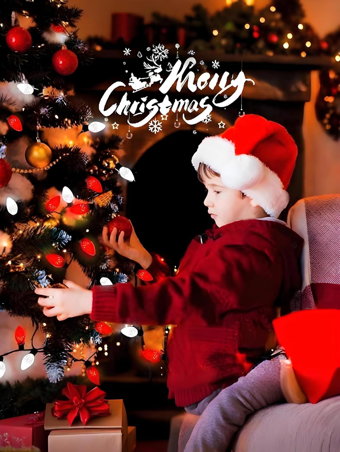 2-Pack Extentable C9 Christmas Lights Outdoor Indoor, 66 FT 100 LED Christmas String Lights Plug in with 8 Modes & Timer, Waterproof Fairy Twinkle Light for Xmas Tree Yard Decorations (Multi-Colored)