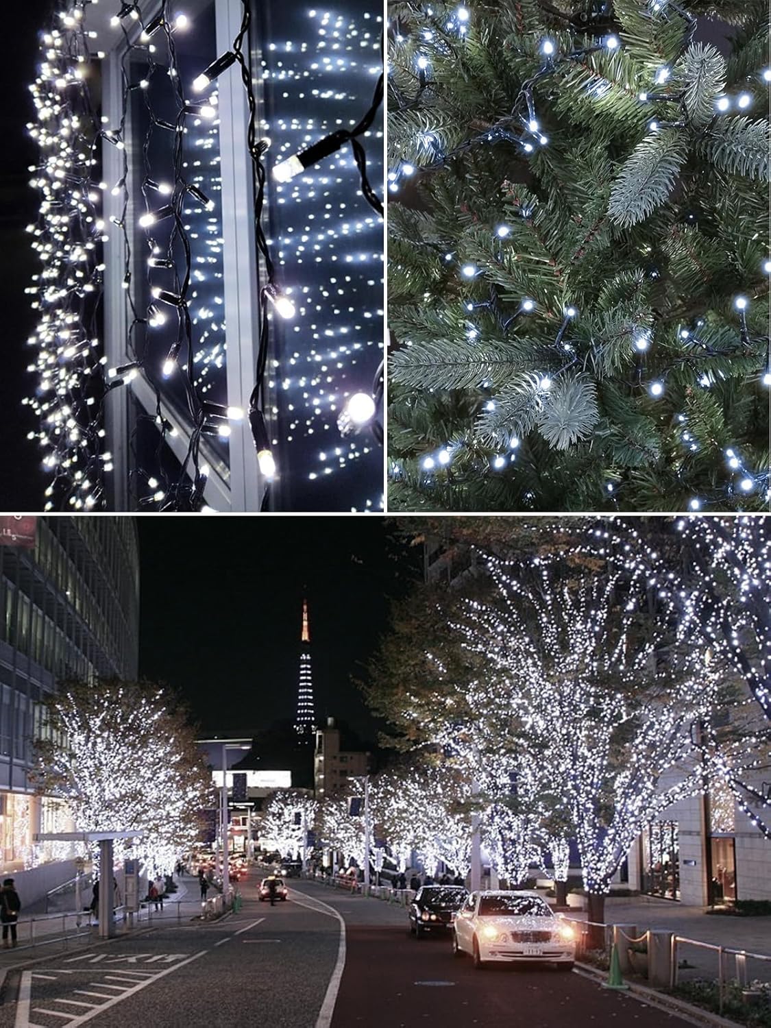 2 Pack 200 LED Solar Christmas Lights Outdoor, Solar String Lights for Outside with 8 Lighting Modes, Waterproof Green Wire Solar Powered Tree Light for Xmas Party Yard Garden Decorations (Multicolor)