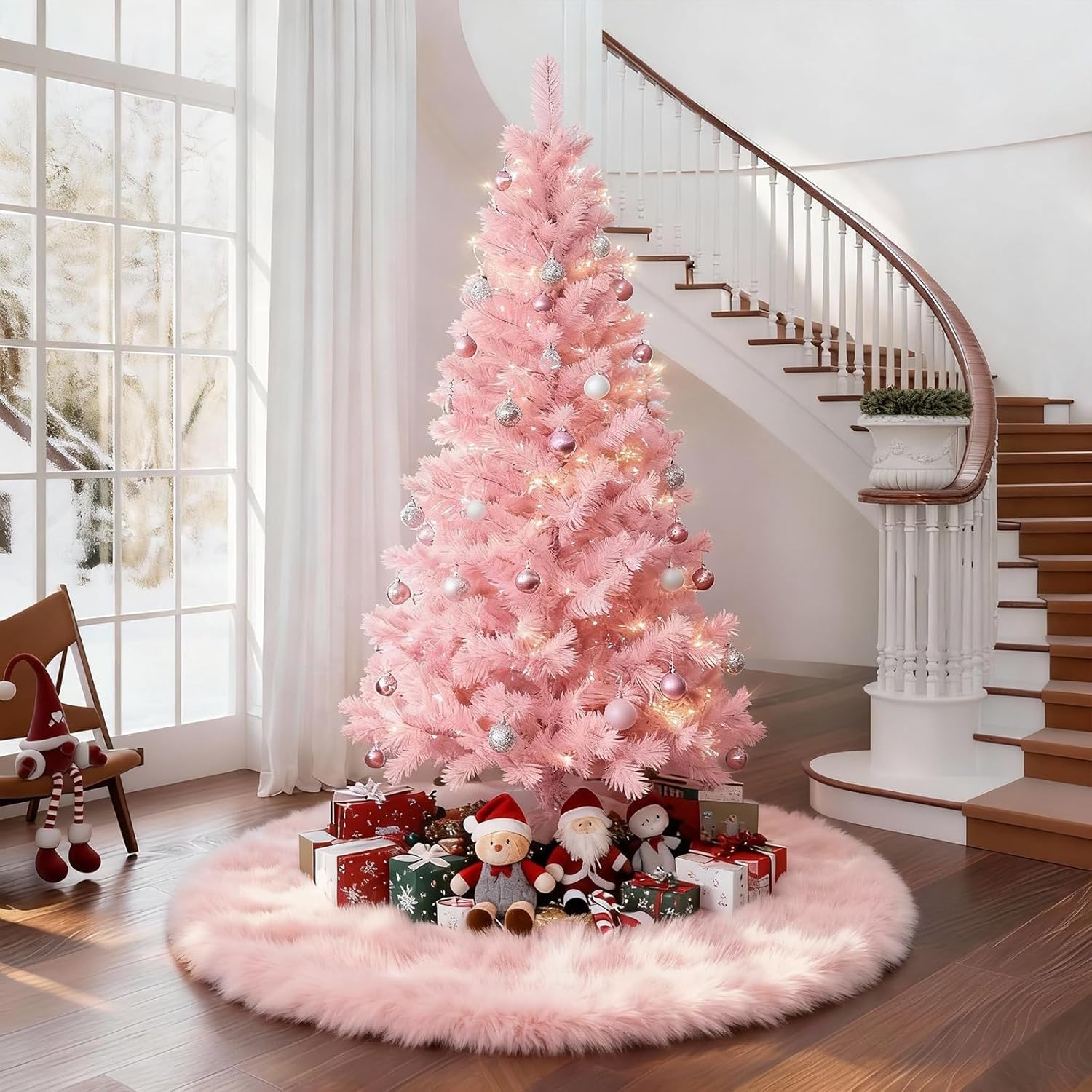 Christmas Tree Skirt 36 inch Wool Fur White Tree Skirt Small Snowy White Plush Velvet Tree Skirt Party Christmas Tree Decoration