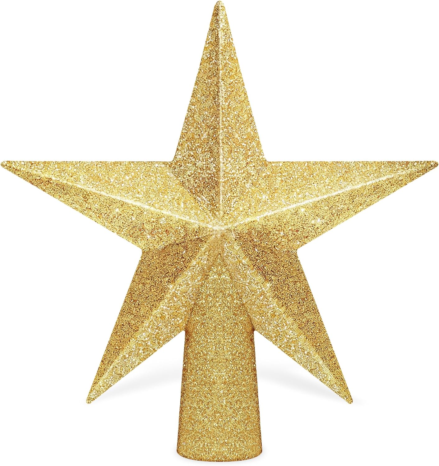 Christmas Tree Star Topper, 8 Gold Xmas Star Tree Decorations, 3D Shatterproof Bethlehem Star Tree Topper Decorations, Waterproof Christmas Tree Topper Decor for Holiday Home Outdoor Ornament
