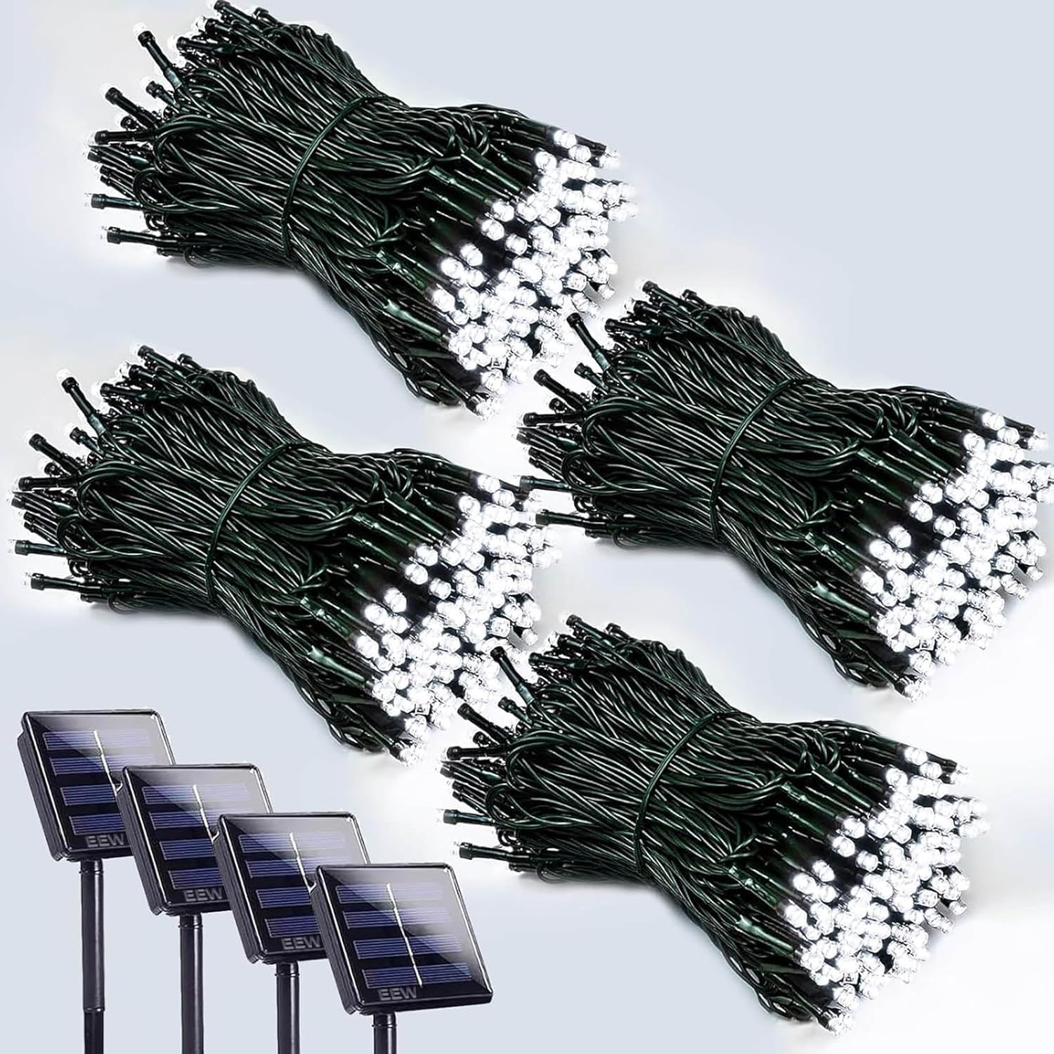 2 Pack 200 LED Solar Christmas Lights Outdoor, Solar String Lights for Outside with 8 Lighting Modes, Waterproof Green Wire Solar Powered Tree Light for Xmas Party Yard Garden Decorations (Multicolor)