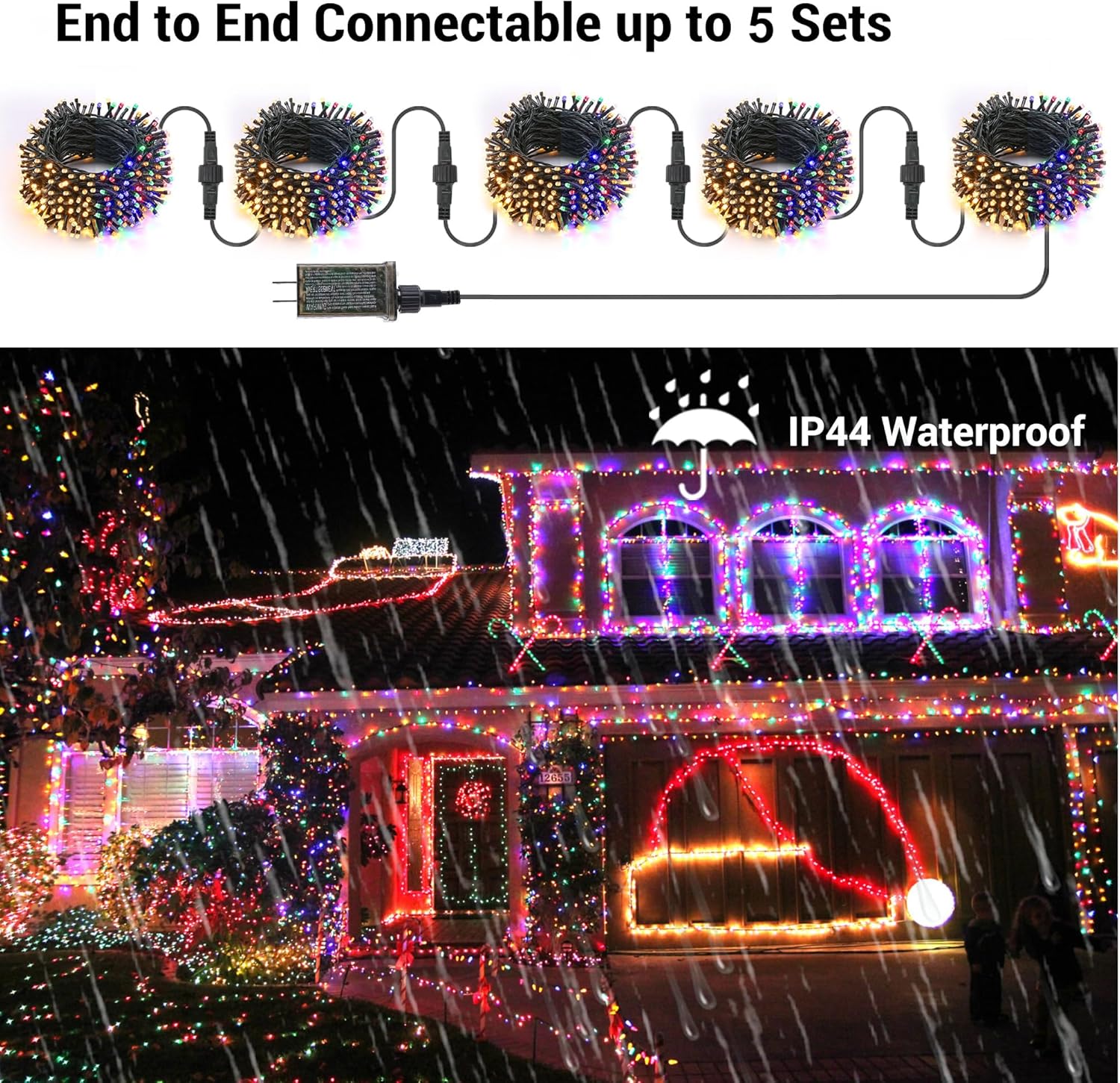 Brizled Christmas Lights, 65.67ft 200 LED Color Changing Tree Lights 11-Function Warm White & Multicolored Christmas Lights, Connectable 29V Safe Adapter Remote Decorative Lights String for Xmas Party