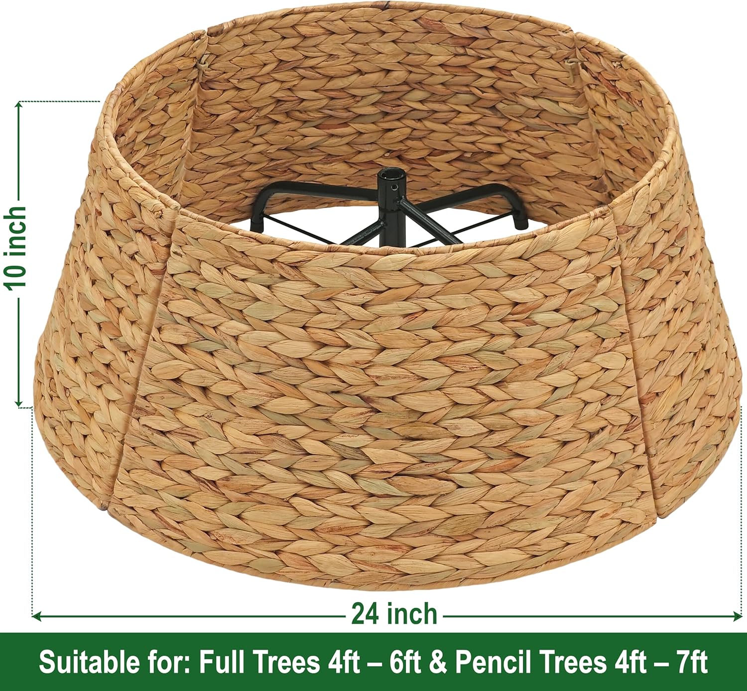 CENBOSS Rattan Christmas Tree Collar, Wicker Tree Skirt & Stand Base Cover (Brown Wash, 24 inch)