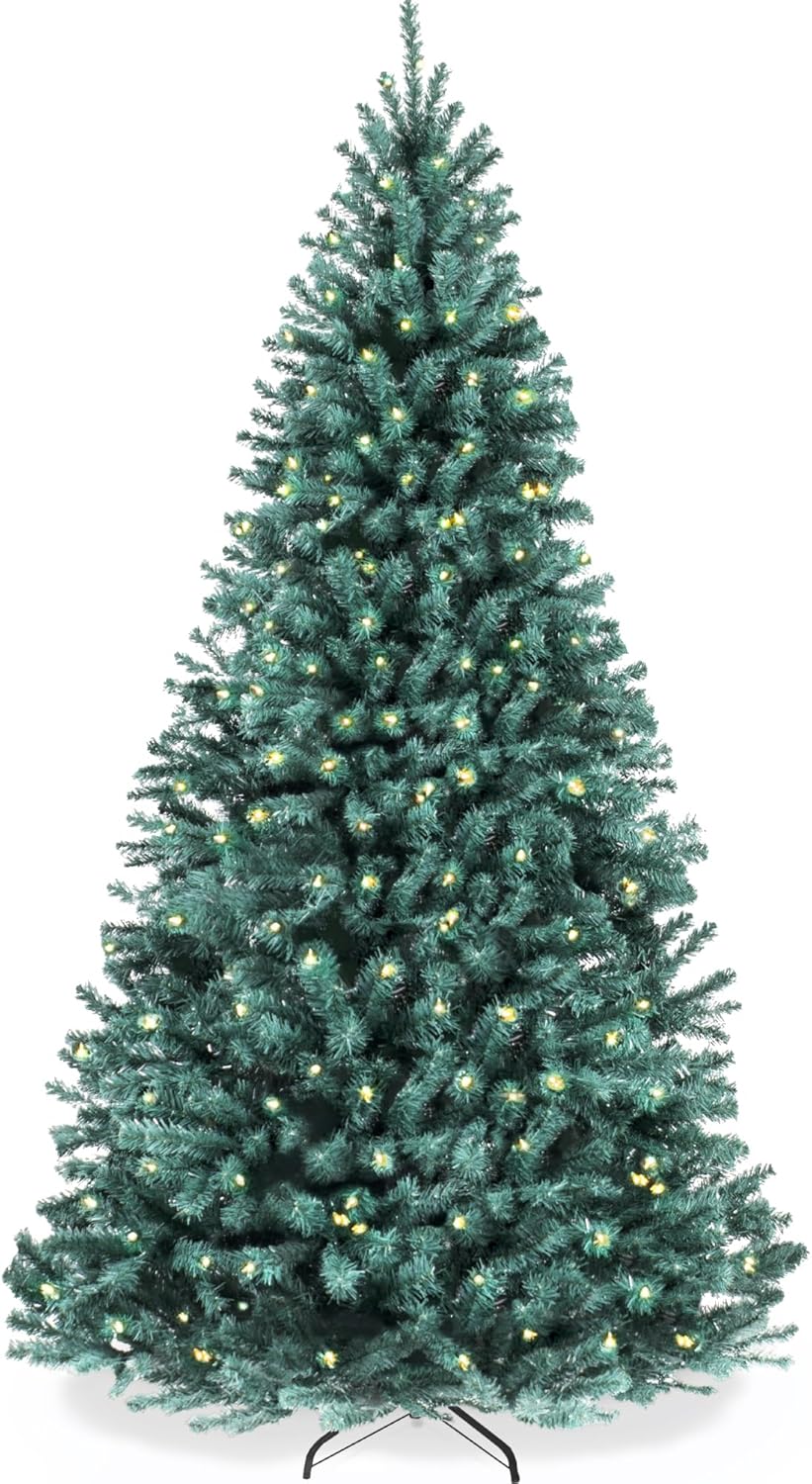 Best Choice Products Artificial Christmas Tree, 6ft Premium Pre-Lit Realistic Spruce Holiday Décor w/Dense Branches, Metal Base - Green Spruce
