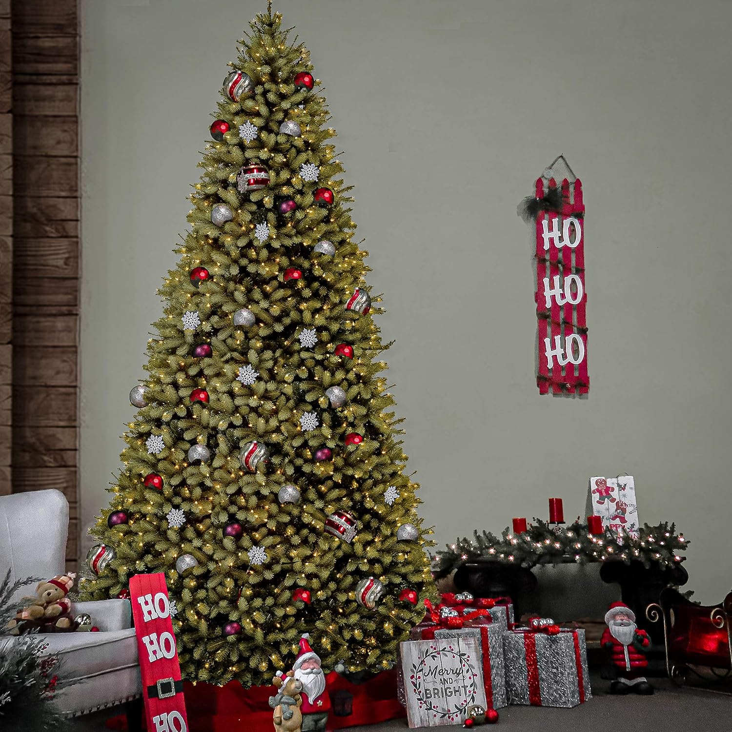 National Tree Company 6.5 ft Pre-Lit Downswept Douglas Fir Artificial Christmas Tree, 650 Clear Lights, 1,227 Tips, Includes Stand, Green