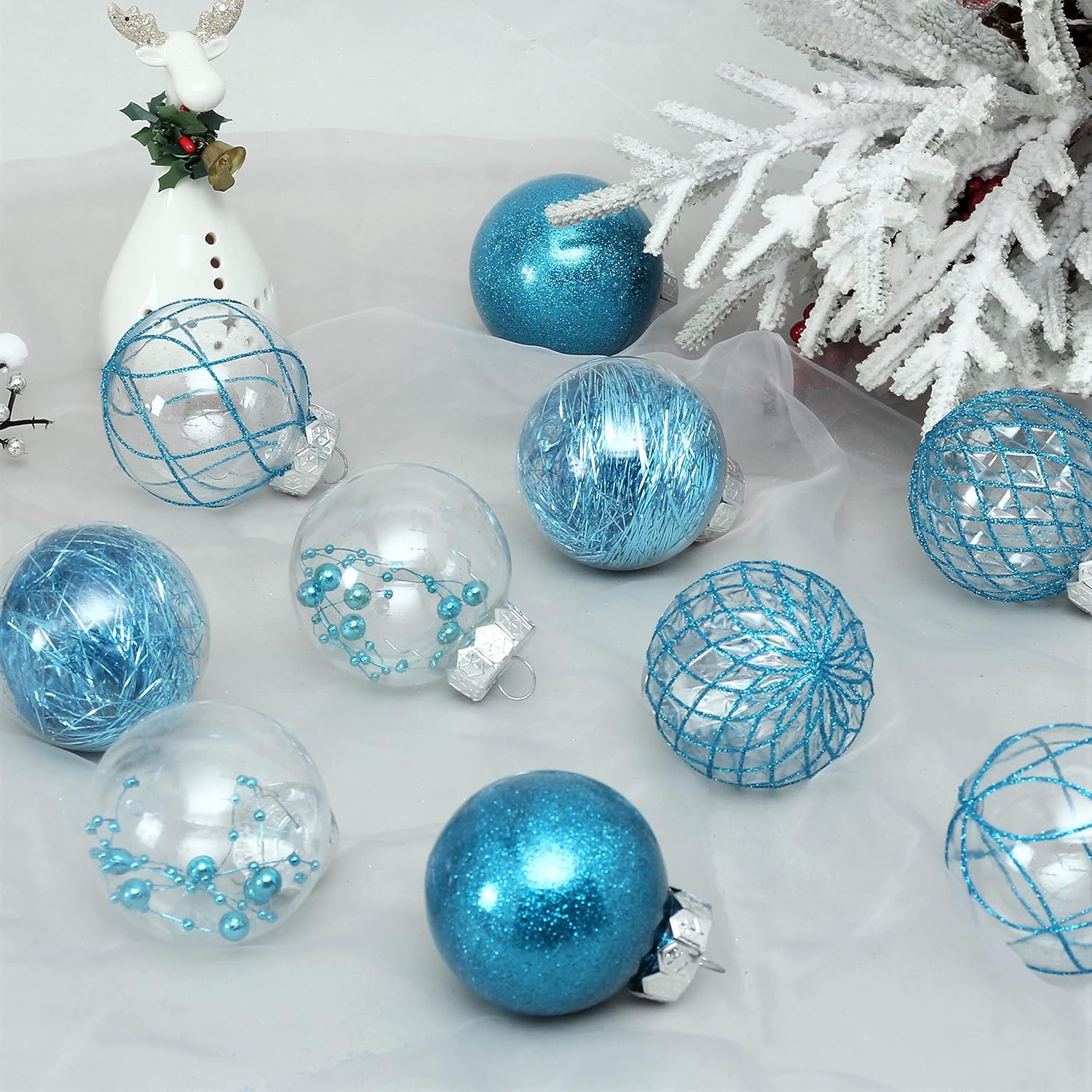 Clear Plastic Christmas Ball Ornaments, 30ct 2.36 Inch Champagne Balls for Tree Decoration - Shatterproof for Holiday Wedding Party Gifts
