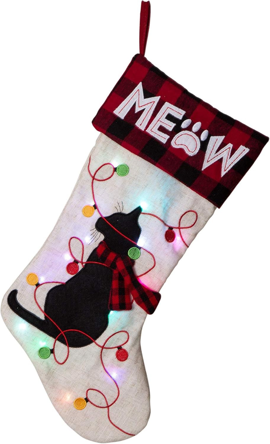 Glitzhome 19 L Handmade Hooked Dog Christmas Stocking for Family Holiday Season Party Decor