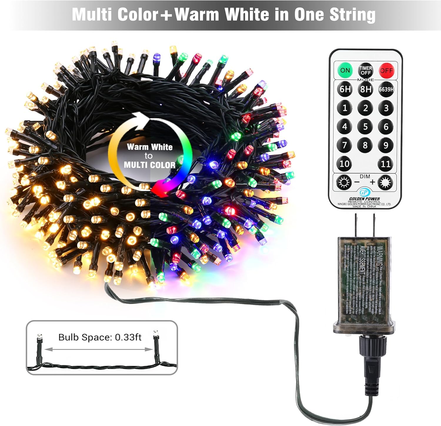Brizled Color Changing Christmas Lights, 65.67ft 200 LED Cool White & Multicolor Christmas Lights, 11 Modes Remote Dimmable 29V Safe Adapter Outdoor Christmas Tree Lights String for Xmas Party Tree