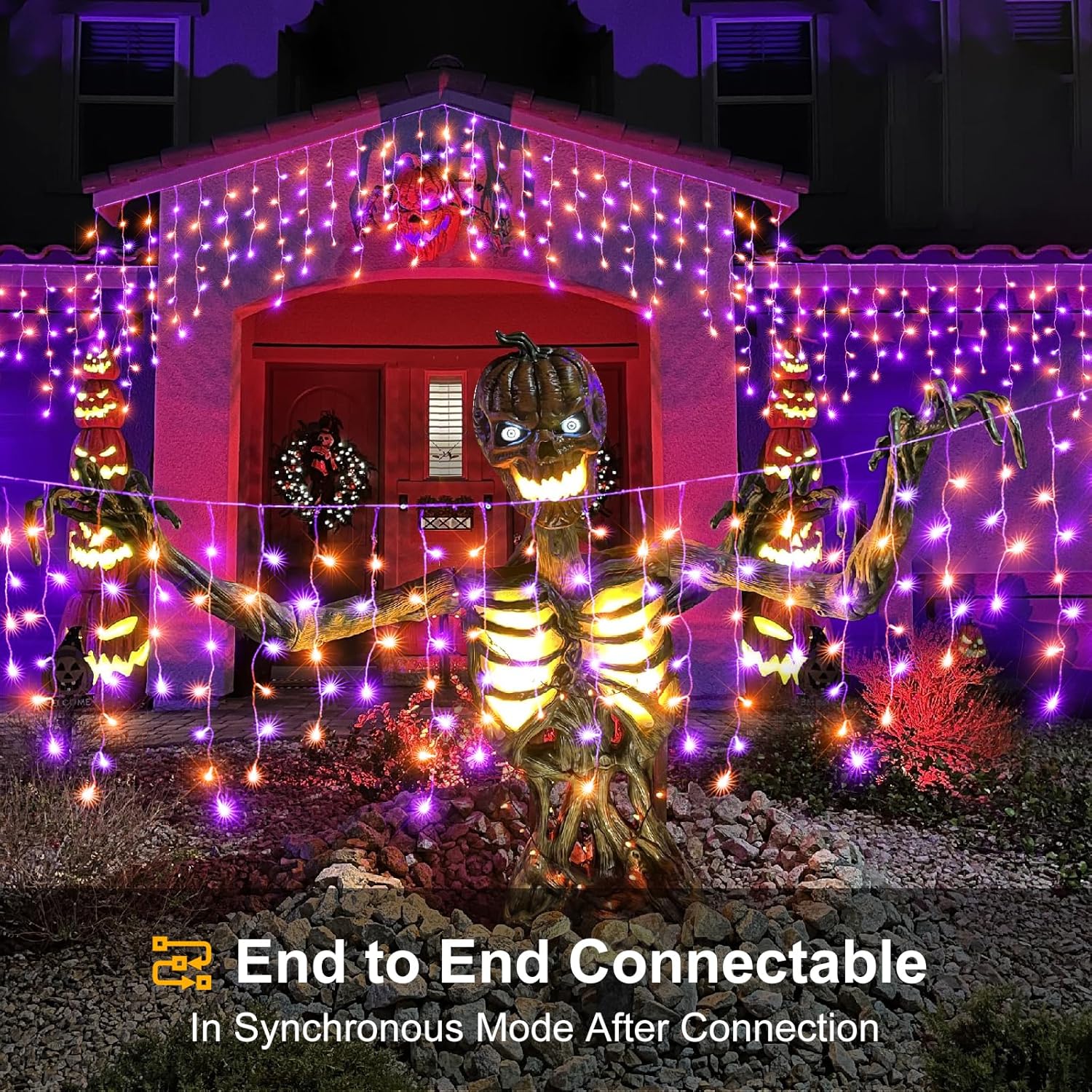 66ft Icicle Lights for Outside - 640 LED Christmas Lights Outdoor with 120 Drops 8 Modes, Plug in Twinkle Light Outside for Holiday Wedding Party Tree Room Indoor Thanksgiving Decoration, Warm White