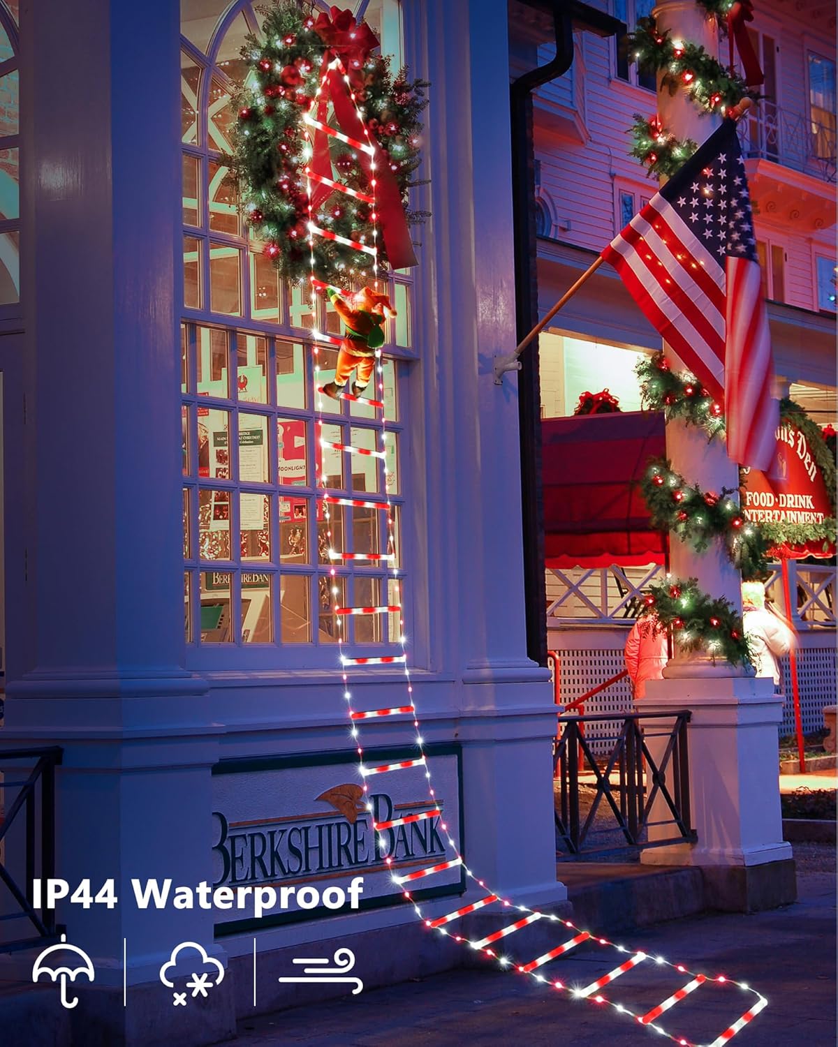 Toodour LED Christmas Lights - 10ft Christmas Decorative Ladder Lights with Santa Claus, Xmas Decorations Light for Indoor Outdoor, Window, Garden, Home, Wall, Xmas Tree Decor - Multicolor