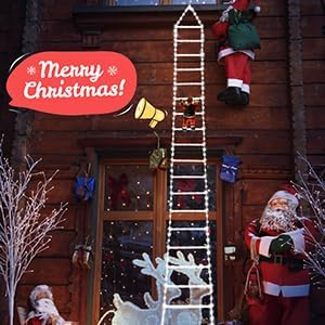 Toodour LED Christmas Lights - 10ft Christmas Decorative Ladder Lights with Santa Claus, Xmas Decorations Light for Indoor Outdoor, Window, Garden, Home, Wall, Xmas Tree Decor - Multicolor
