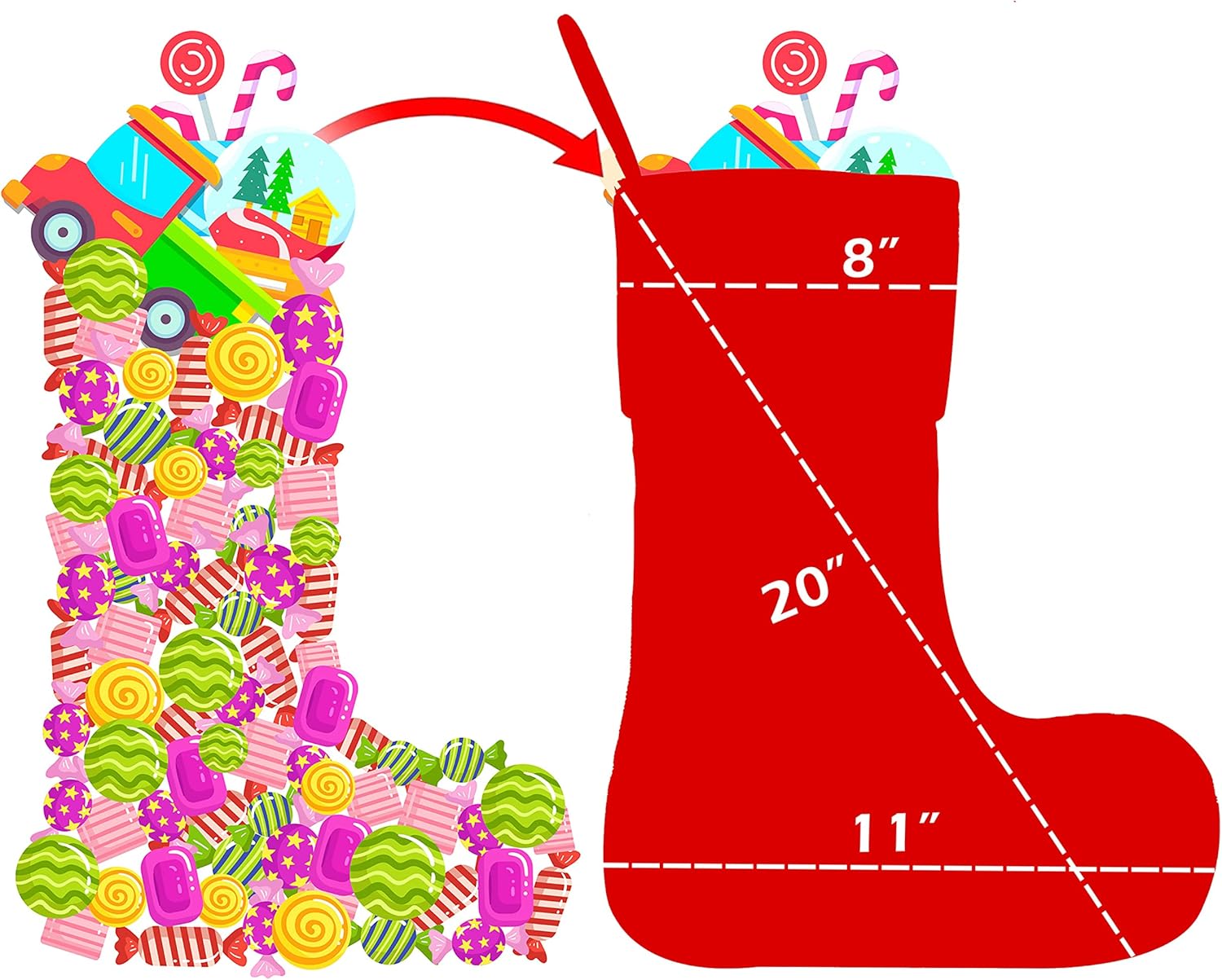 LUBOT Set of 8 Christmas Stocking(20inch) Silhouette Buffalo Red Plaid/Rustic/Farmhouse/Country Cotton Fireplace Hanging Xmas Stockings Decorations for Family Holiday Season Decor