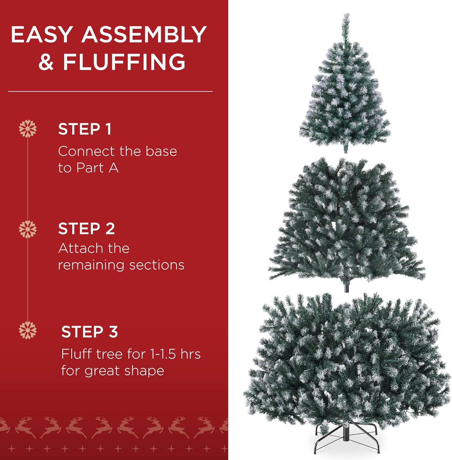 Best Choice Products Artificial Christmas Tree, 6ft Premium Pre-Lit Realistic Spruce Holiday Décor w/Dense Branches, Metal Base - Green Spruce