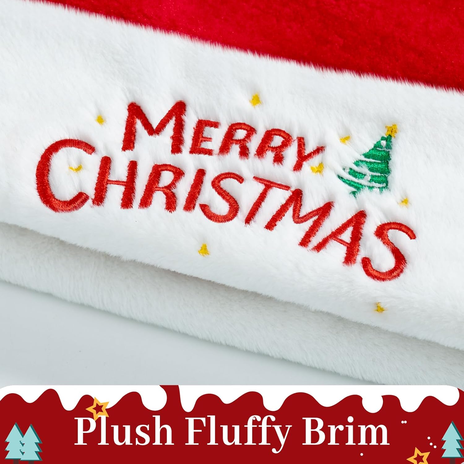 Christmas Santa Hat for Adults, Thicken Soft Velvet Comfort Classic Santa Claus Hat for New Year Party Headwear Holiday