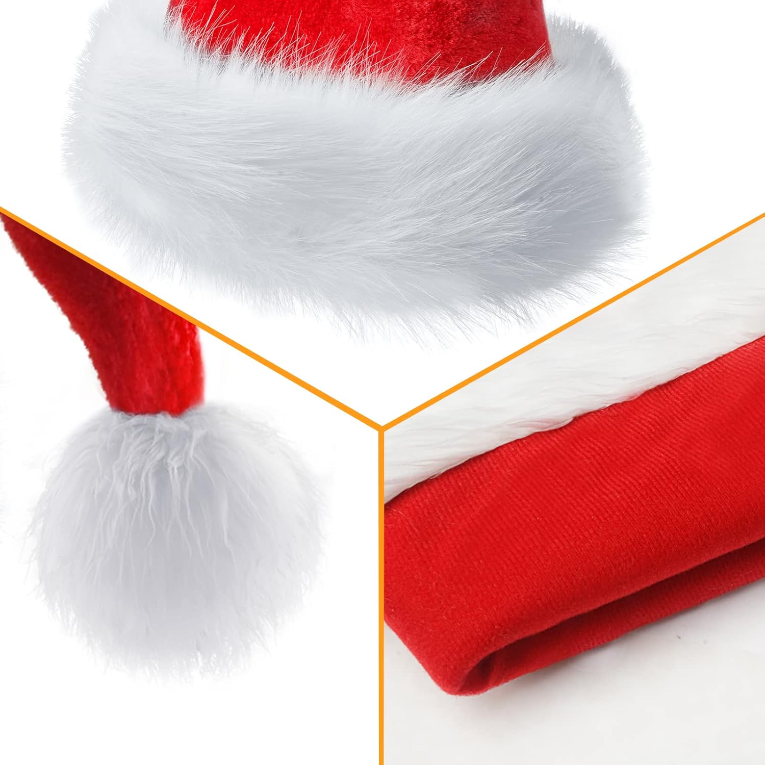 Christmas Hat, Santa Hats for Adults & Kids Red Velvet Comfort Extra Thicken Holiday Xmas Hat for New Year Festive Party