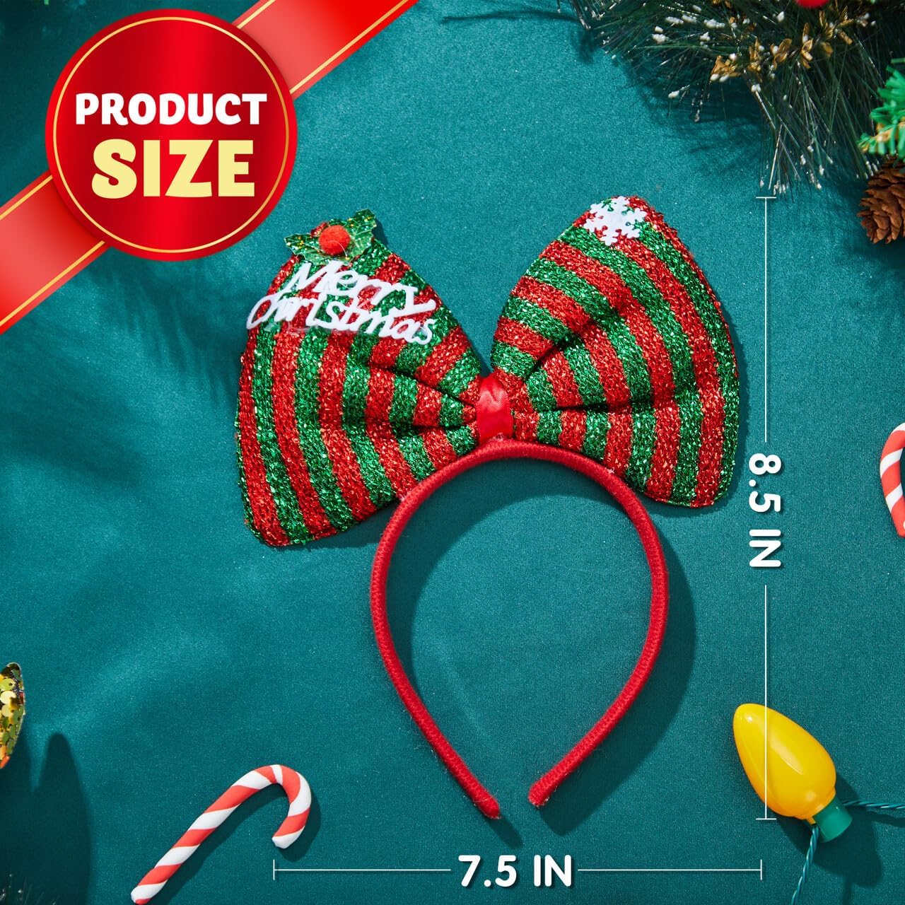12 Packs Christmas Headbands 3D Head Hat Headbands for Kids Women Men Christmas Parties Costume Accessories Xmas Holiday Party Favors Photo Booth (ONE SIZE FIT ALL)