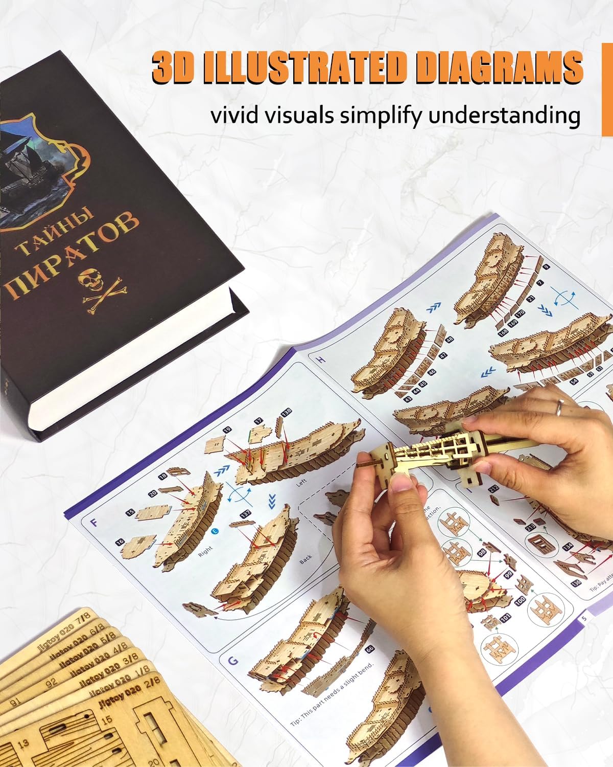 Desafiante rompecabezas de madera 3D de holandés volador para adultos, kit de modelo de barco pirata para construir, regalo ideal de Navidad o cumpleaños para entusiastas de los rompecabezas