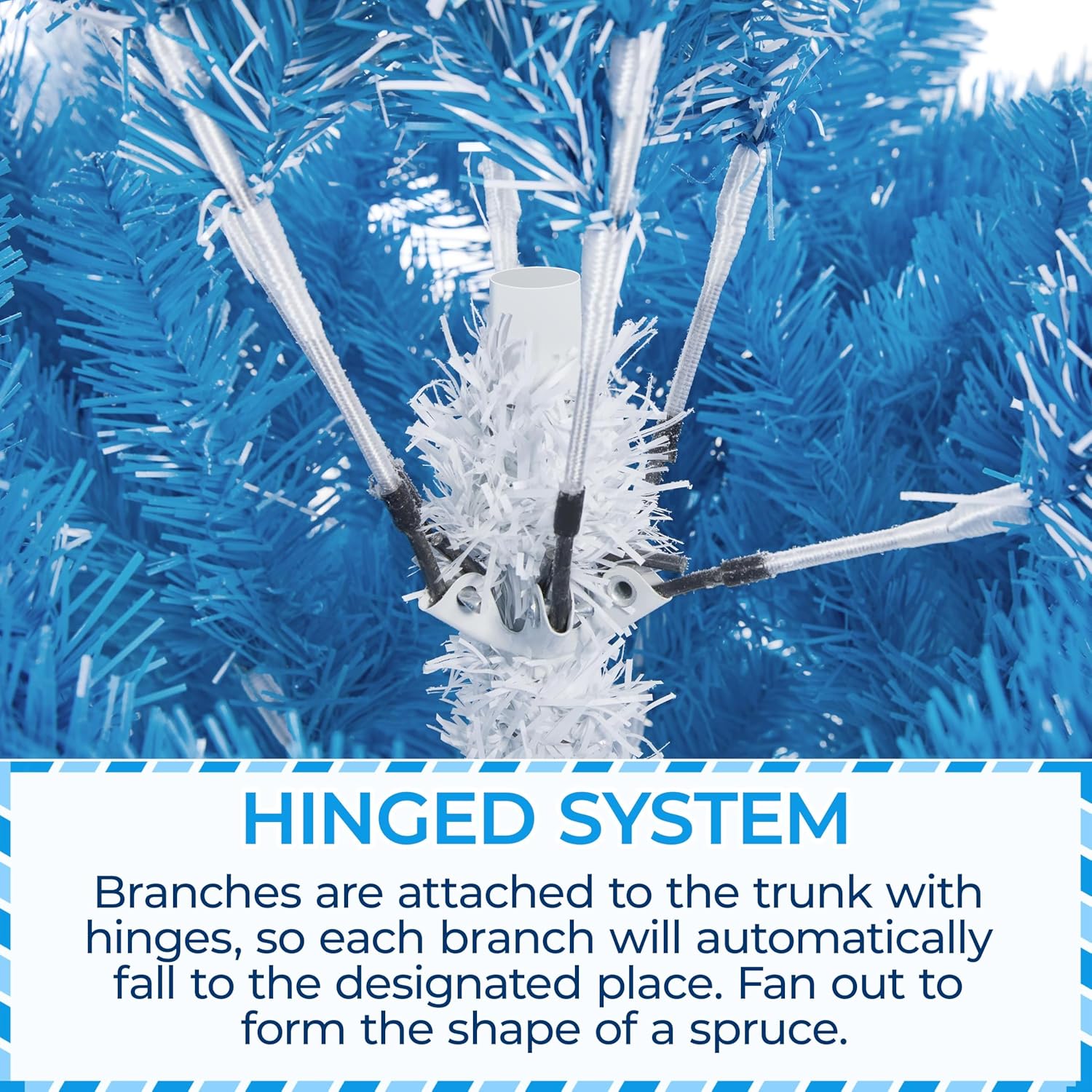 6ft Snow Flocked Pre-lit Christmas Tree with 250 Warm White Lights, 820 Lush Branch Tips & Quick-Assembly Hinged Design, Full Artificial Xmas Tree for Winter Holiday Décor, Green & White