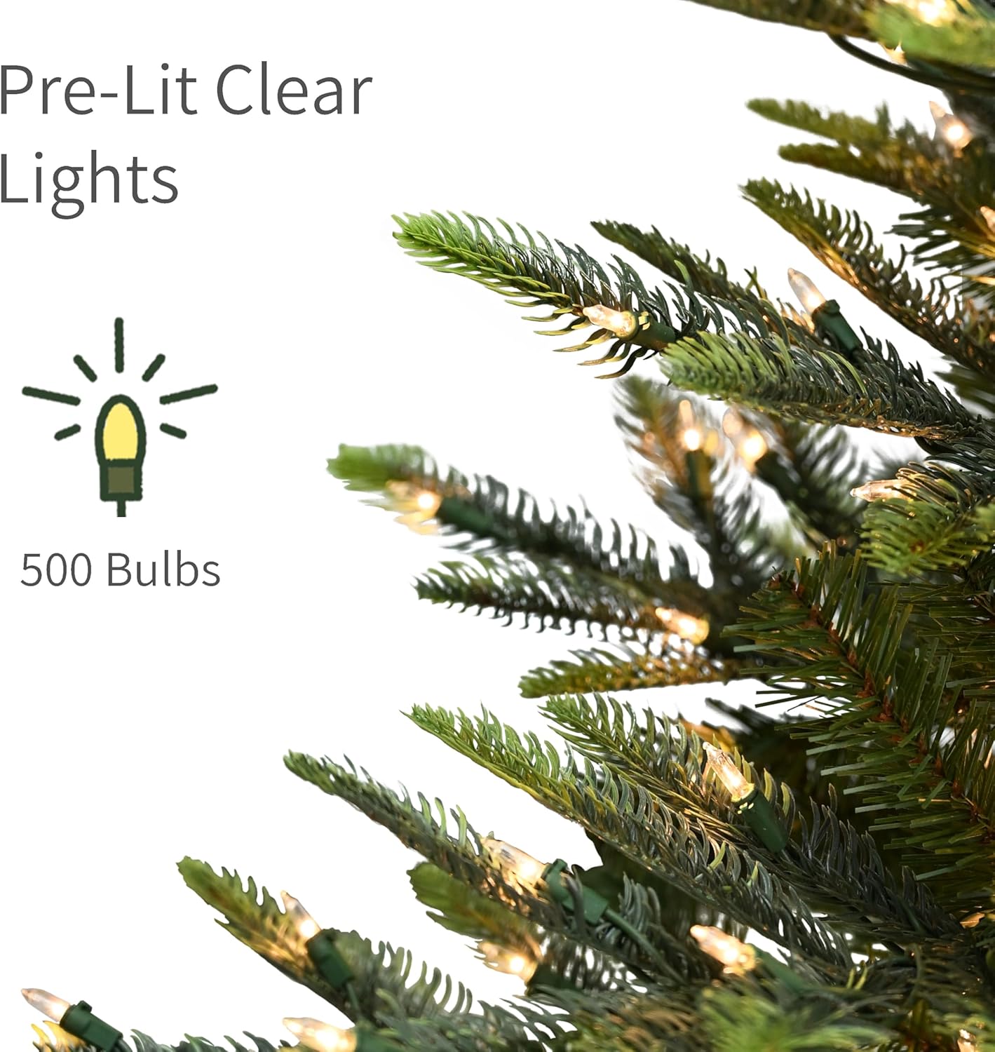 7.5ft Pre-Lit Aspen Fir Artificial Christmas Tree with 700 Clear Lights, 1319 Realistic Dense Branch Tips, Easy Setup Artificial Trees with Sturdy Metal Stand