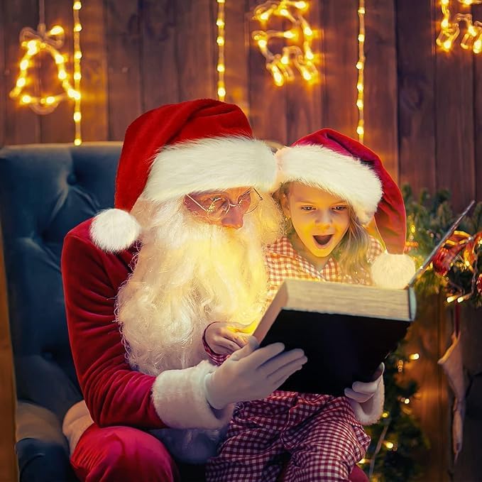 Christmas Hat, Santa Hats for Adults & Kids Red Velvet Comfort Extra Thicken Holiday Xmas Hat for New Year Festive Party