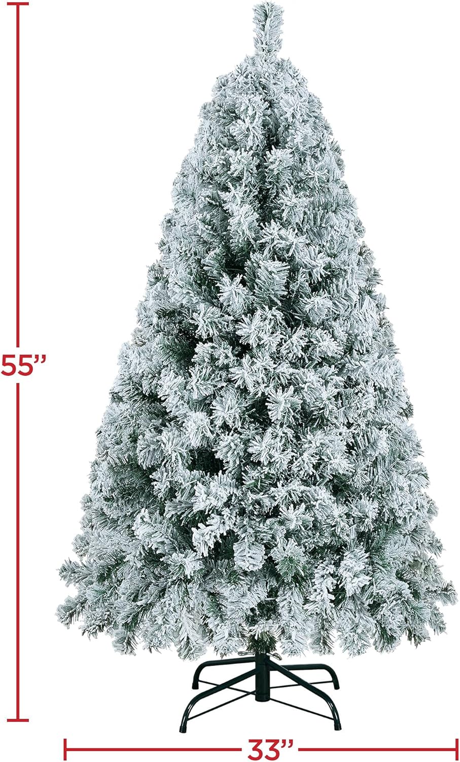 6ft Snow Flocked Pre-lit Christmas Tree with 250 Warm White Lights, 820 Lush Branch Tips & Quick-Assembly Hinged Design, Full Artificial Xmas Tree for Winter Holiday Décor, Green & White