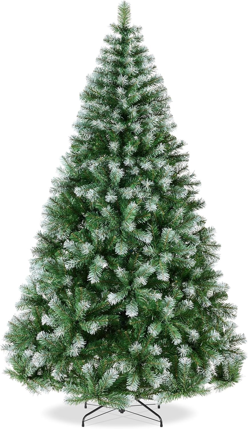 Best Choice Products Artificial Christmas Tree, 6ft Premium Unlit Hinged Design, Dense Branches Realistic Holiday Décor​ w/Easy Assembly, Base