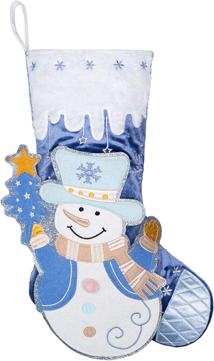 BHD BEAUTY Set of 6 Christmas Stockings Gray Burlap Buffalo Red Plaid Soft Faux Fur 20 Inches Lovely Embroidery Pattern for Family Decorations Hanging Ornament for Xmas Holiday Party