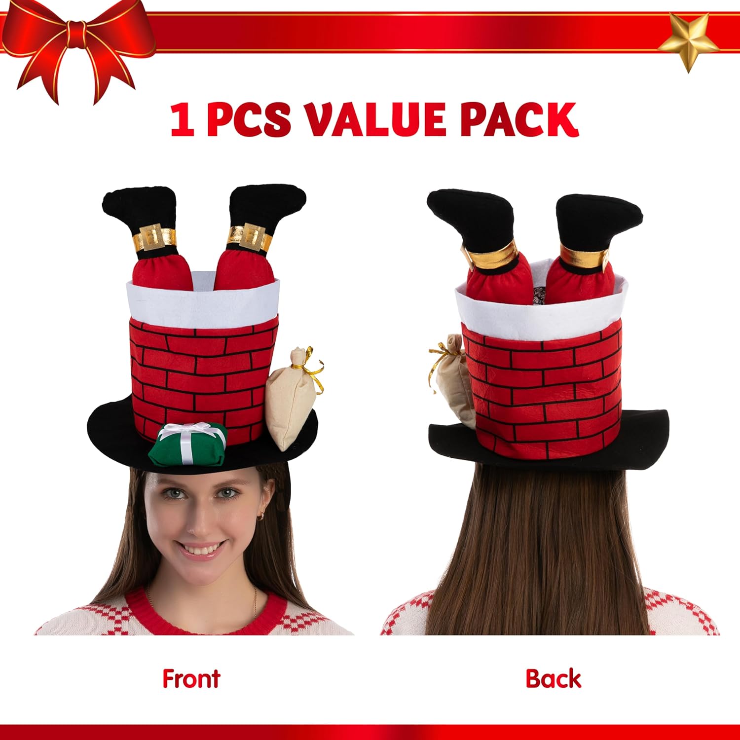 Christmas Hat for Women Men, Funny for Cute and Festive Party Dress Up Celebrations, Decorations, Costume Accessories