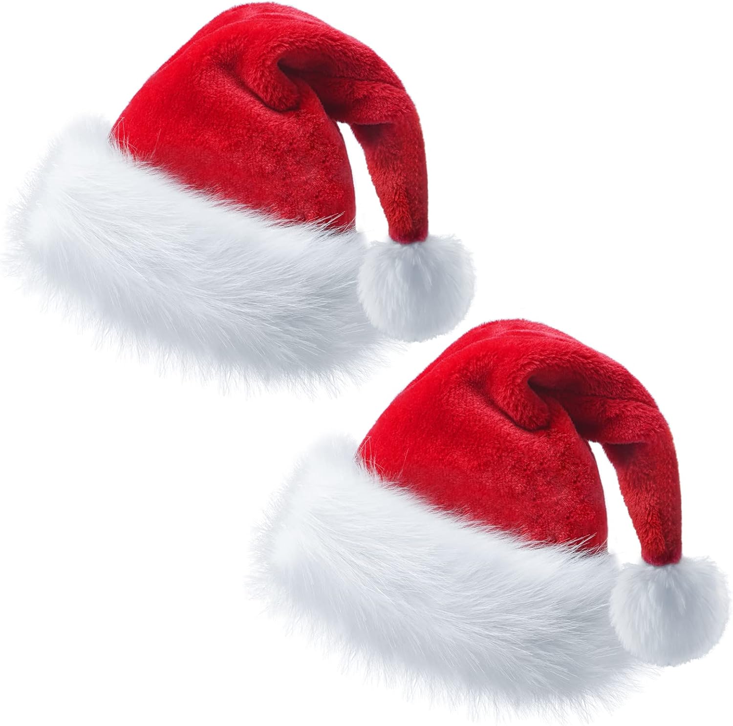 Christmas Hat, Santa Hats for Adults & Kids Red Velvet Comfort Extra Thicken Holiday Xmas Hat for New Year Festive Party
