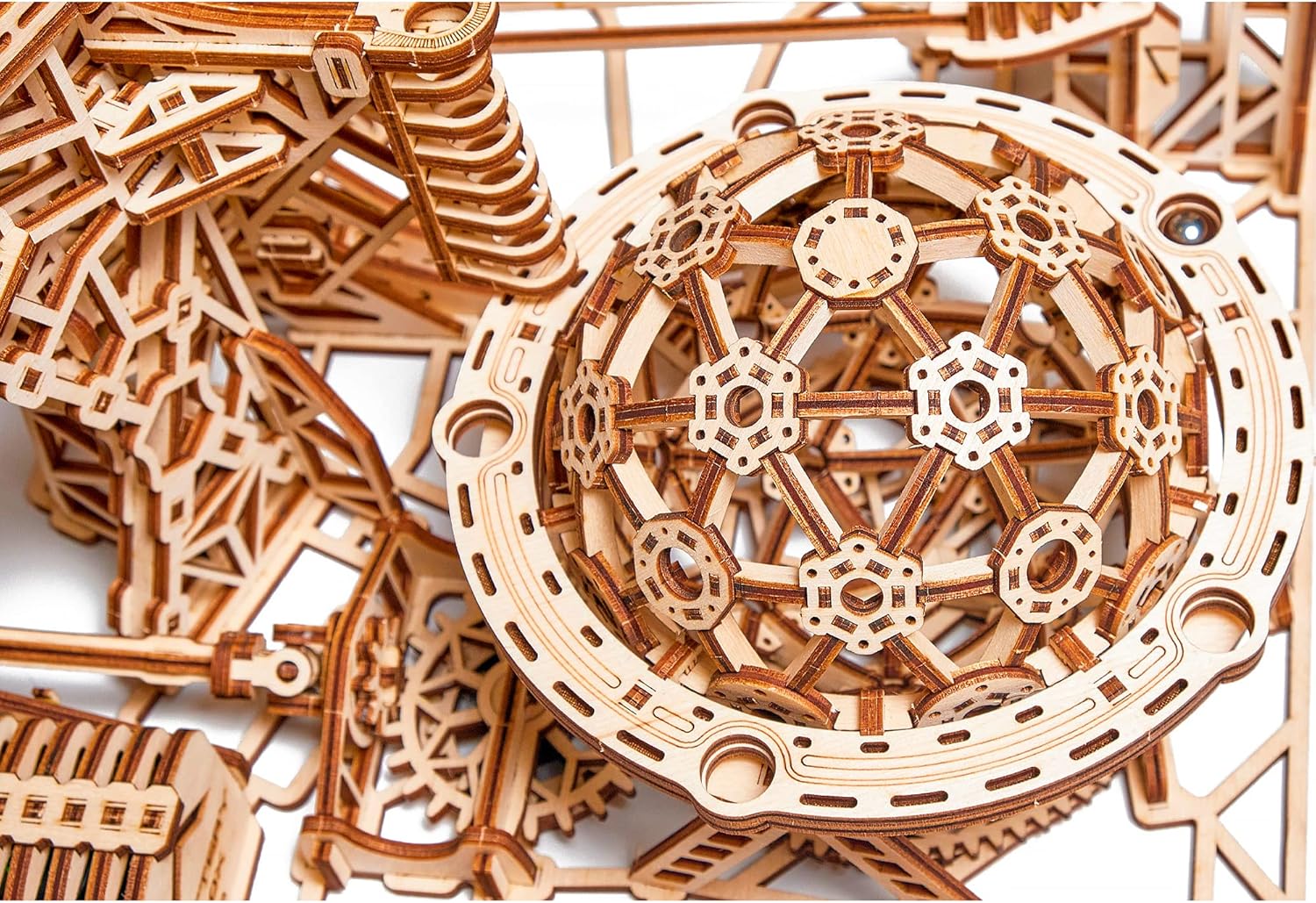 Wood Trick Wooden Marble Run Electric Motorized - 3D Wooden Puzzles for Adults to Build - 15x14 in - Roller Coaster Wooden Model Kits for Adults to Build