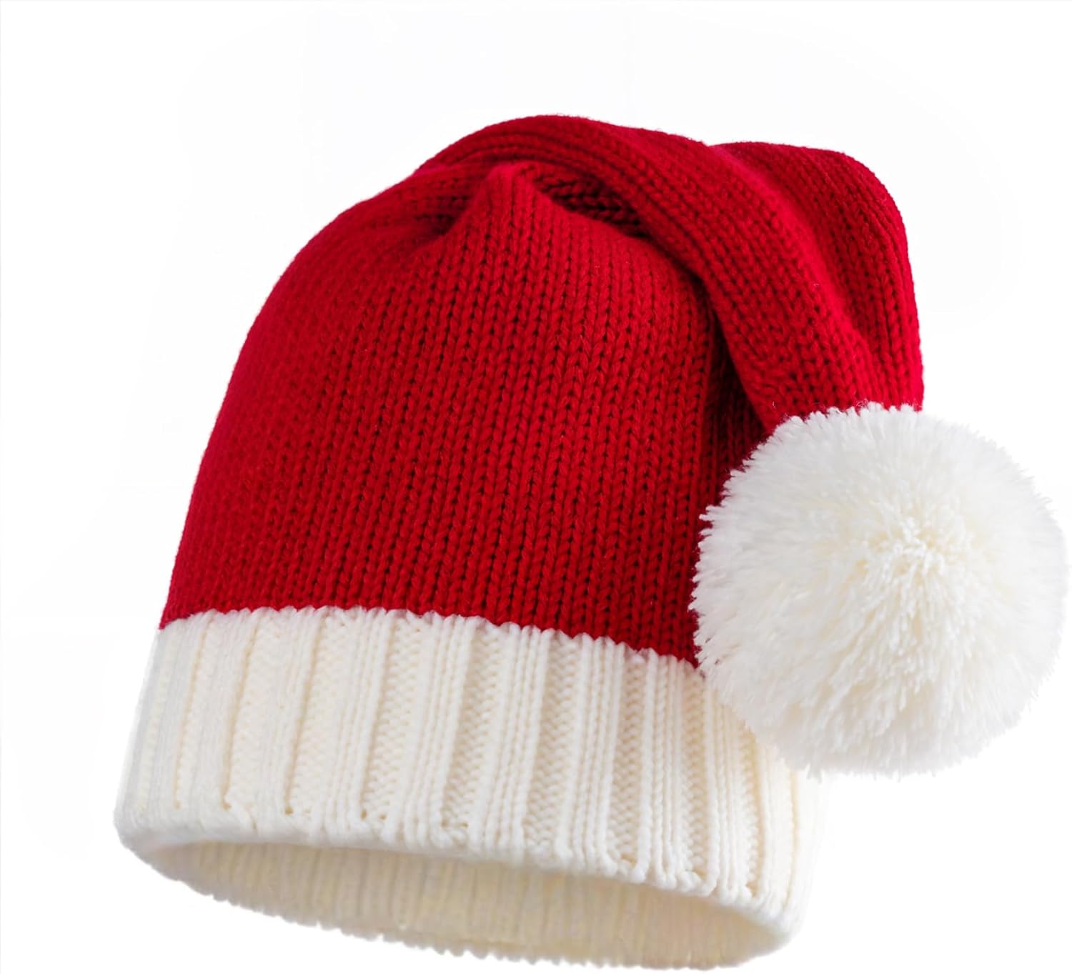 Santa Hat Christmas Hat Xmas Adult Women Men Washable Fade-restant Knitted Soft Warm Long