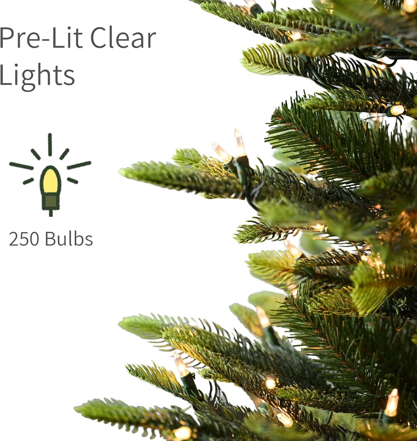 7.5ft Pre-Lit Aspen Fir Artificial Christmas Tree with 700 Clear Lights, 1319 Realistic Dense Branch Tips, Easy Setup Artificial Trees with Sturdy Metal Stand