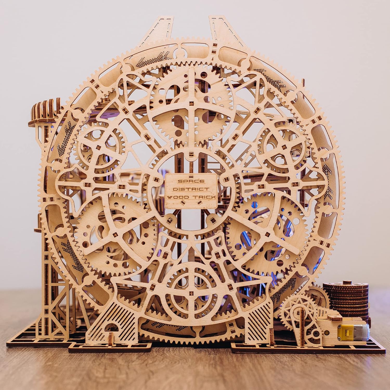 Wood Trick Wooden Marble Run Electric Motorized - 3D Wooden Puzzles for Adults to Build - 15x14 in - Roller Coaster Wooden Model Kits for Adults to Build