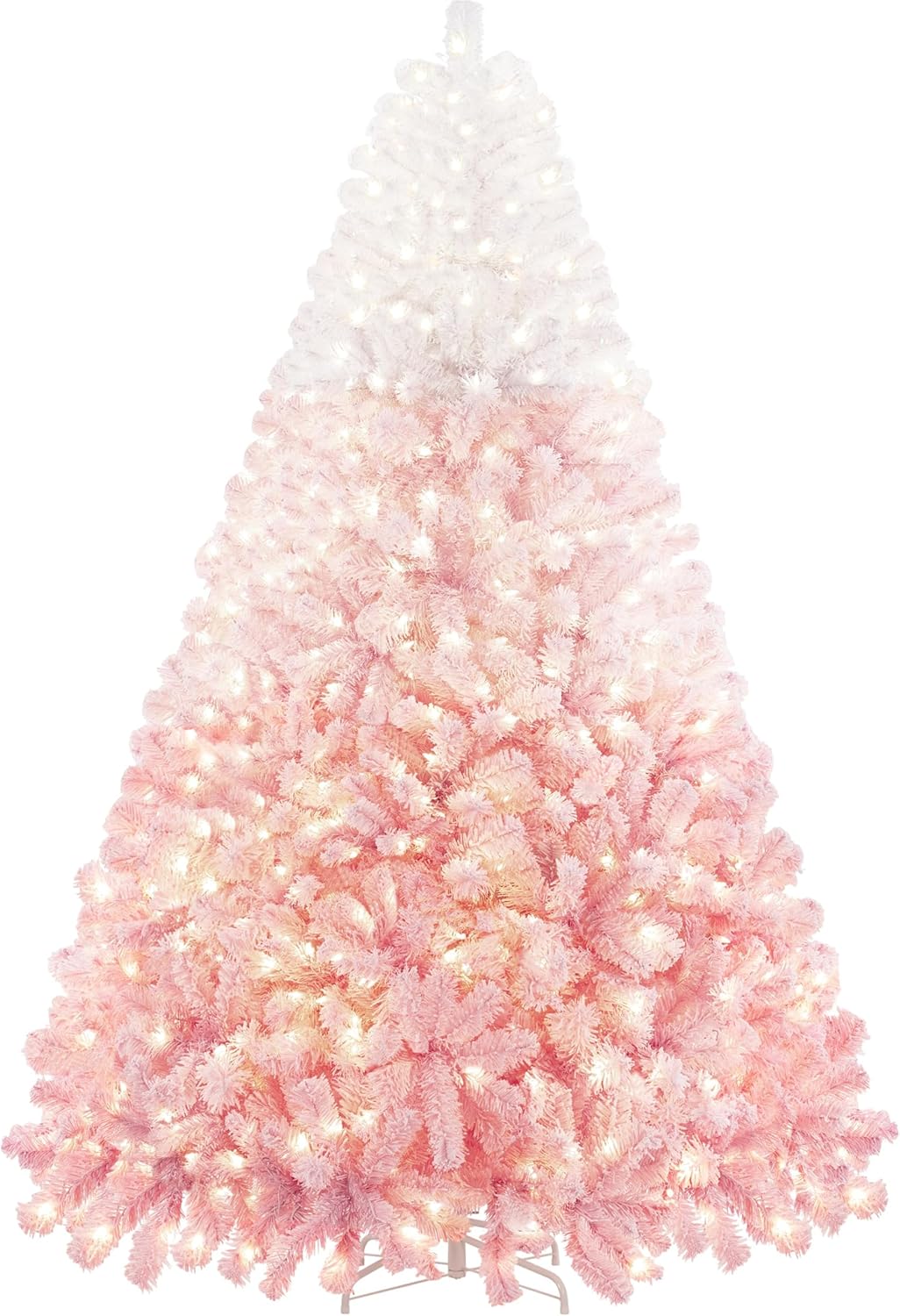 6ft Snow Flocked Pre-lit Christmas Tree with 250 Warm White Lights, 820 Lush Branch Tips & Quick-Assembly Hinged Design, Full Artificial Xmas Tree for Winter Holiday Décor, Green & White