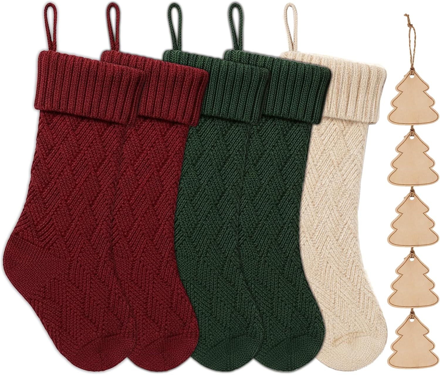 Flycalf Velvet Christmas Stockings 6 Pack Large 20 Inches with Hanging Loop Embroidery Classic Luxury Family Ornament Fireplace Hanging Stockings for Christmas Decorations