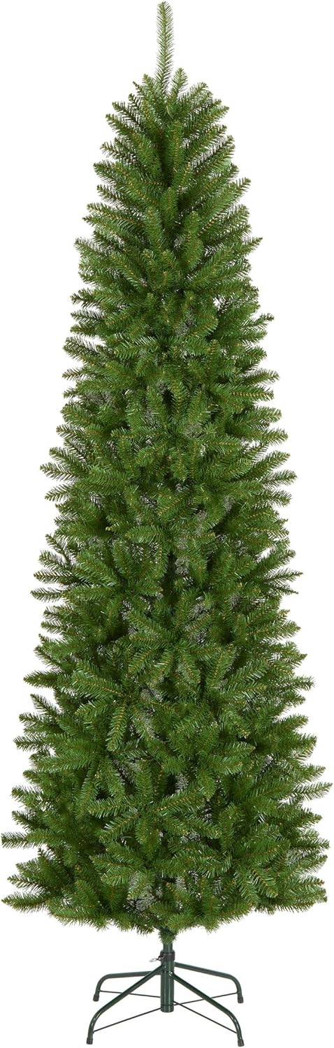 National Tree Company 7.5 ft Unlit Kingswood Fir Slim Artificial Christmas Tree, 1,075 Tips, Includes Stand, Green