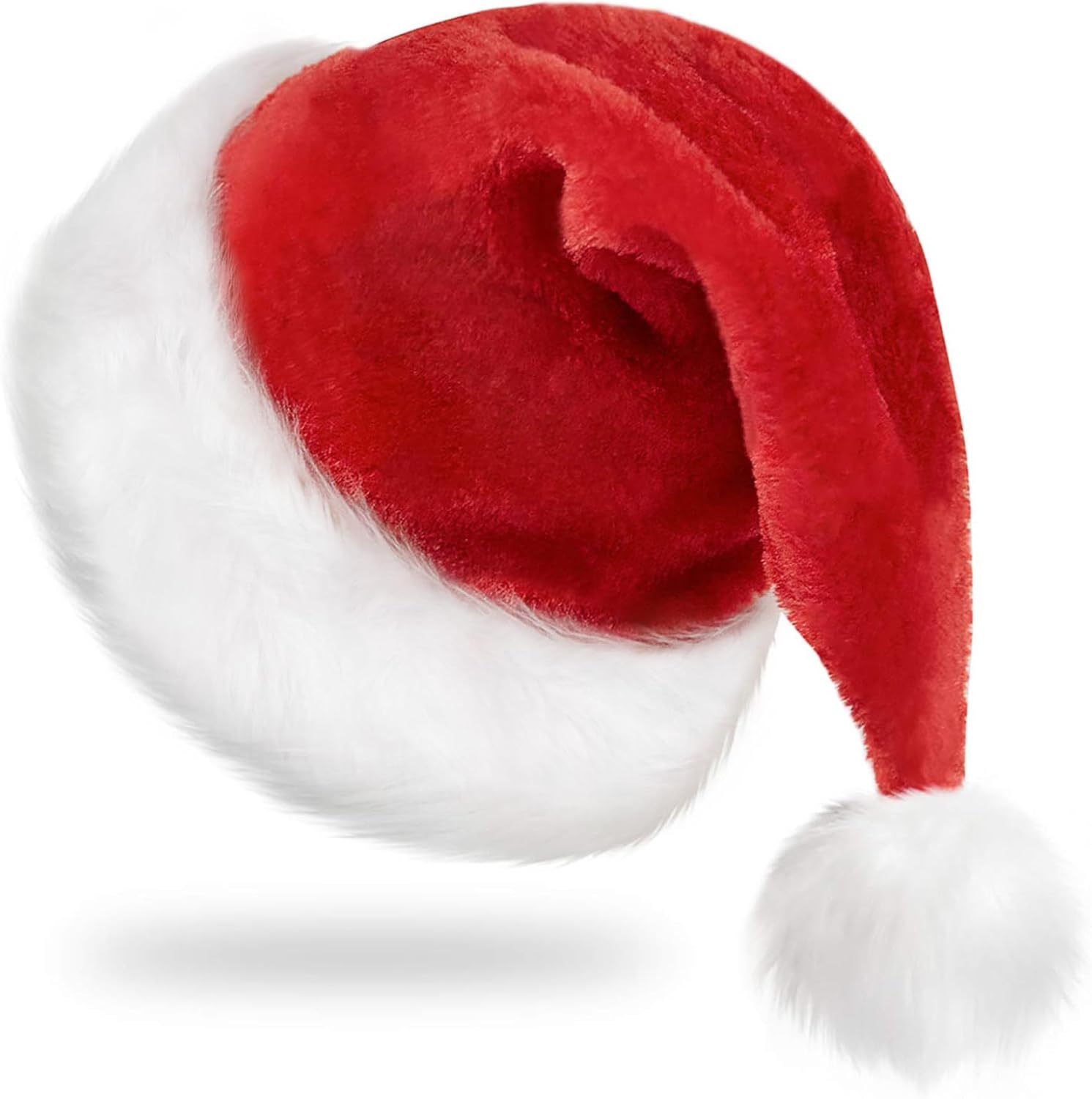 Christmas Santa Hat for Adults, Thicken Soft Velvet Comfort Classic Santa Claus Hat for New Year Party Headwear Holiday