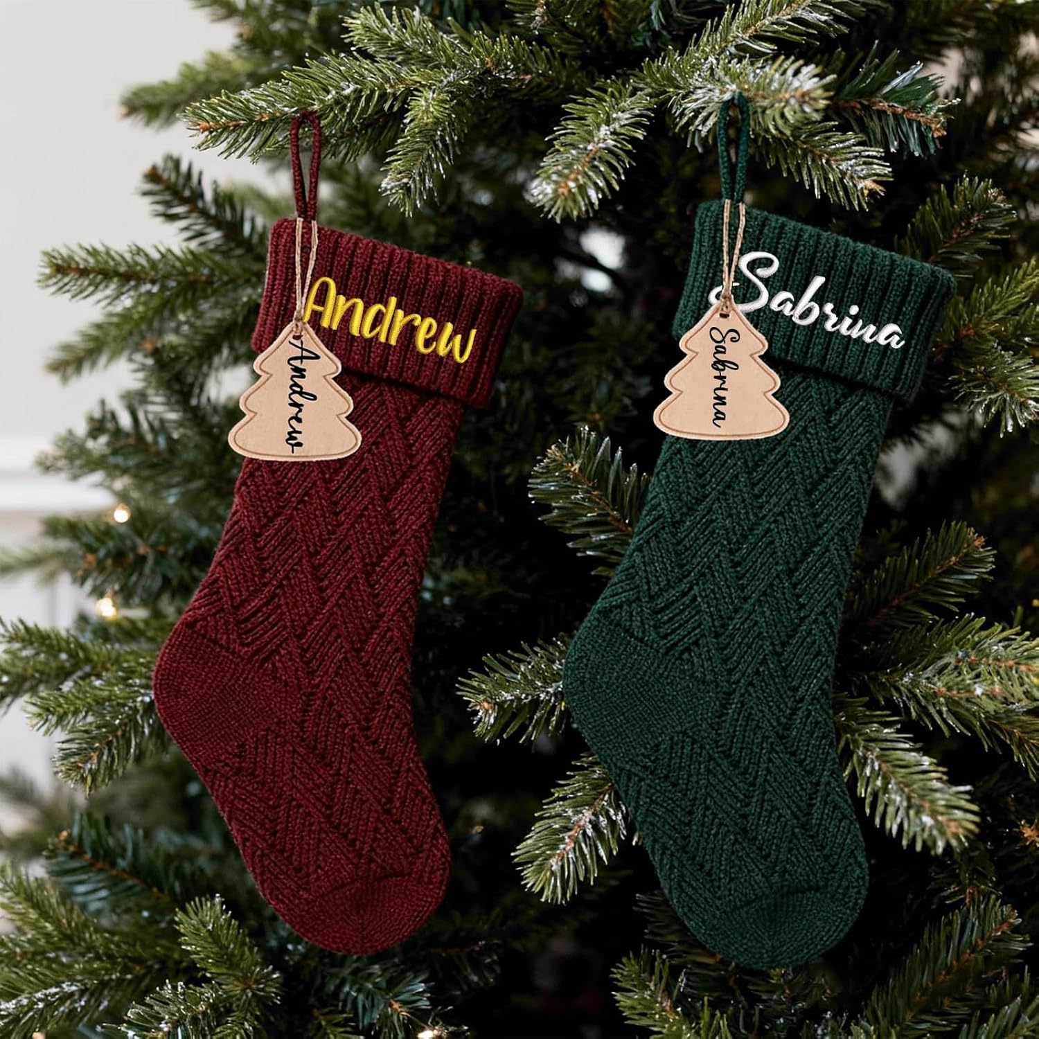 Flycalf Velvet Christmas Stockings 6 Pack Large 20 Inches with Hanging Loop Embroidery Classic Luxury Family Ornament Fireplace Hanging Stockings for Christmas Decorations