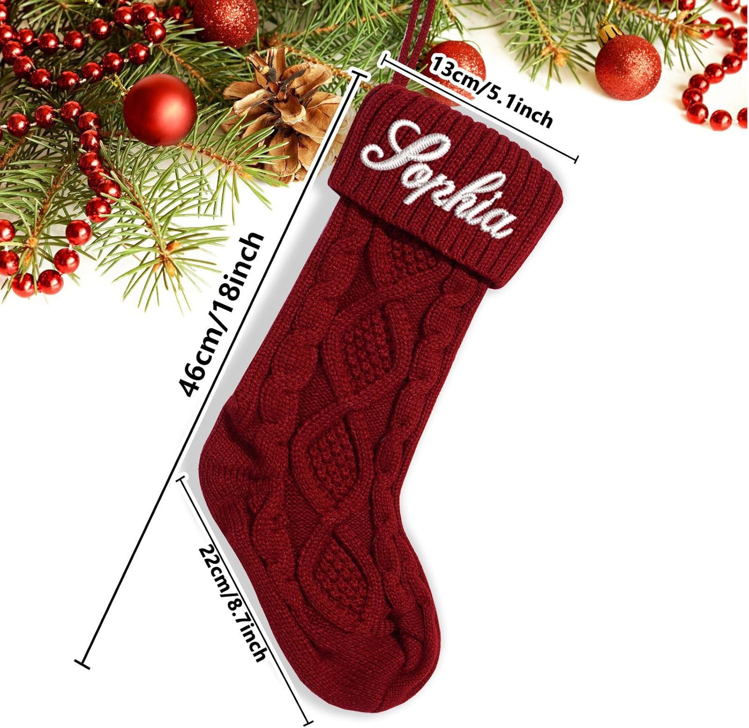 Flycalf Velvet Christmas Stockings 6 Pack Large 20 Inches with Hanging Loop Embroidery Classic Luxury Family Ornament Fireplace Hanging Stockings for Christmas Decorations
