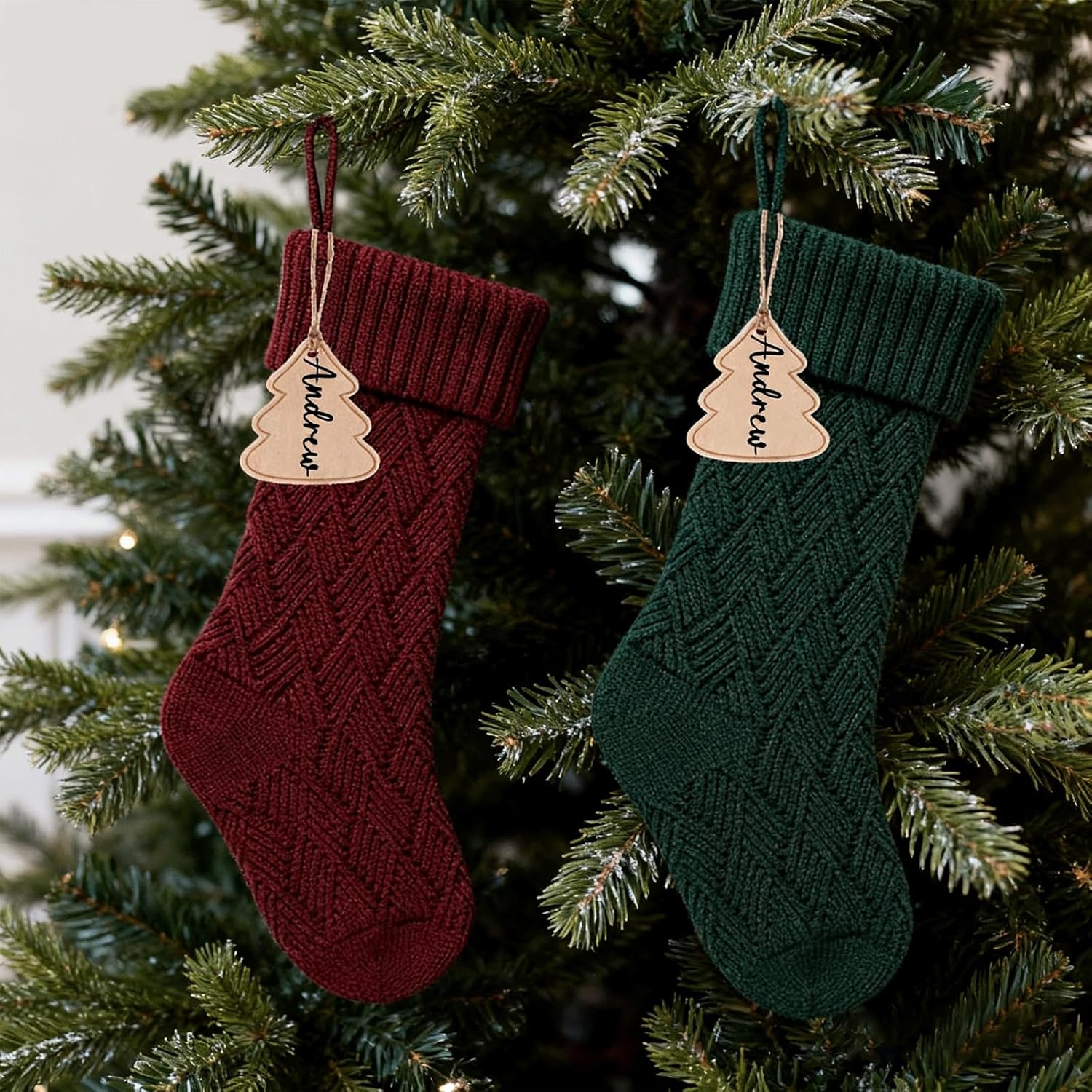 Flycalf Velvet Christmas Stockings 6 Pack Large 20 Inches with Hanging Loop Embroidery Classic Luxury Family Ornament Fireplace Hanging Stockings for Christmas Decorations