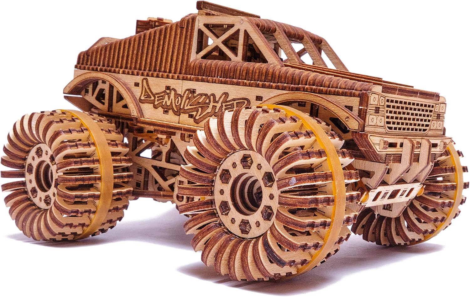 Wood Trick Monster - Rompecabezas de madera 3D para adultos - Paseos de hasta 18 pies - 8.3 x 6.3 pulgadas - Kit de camión modelo para construir para adultos