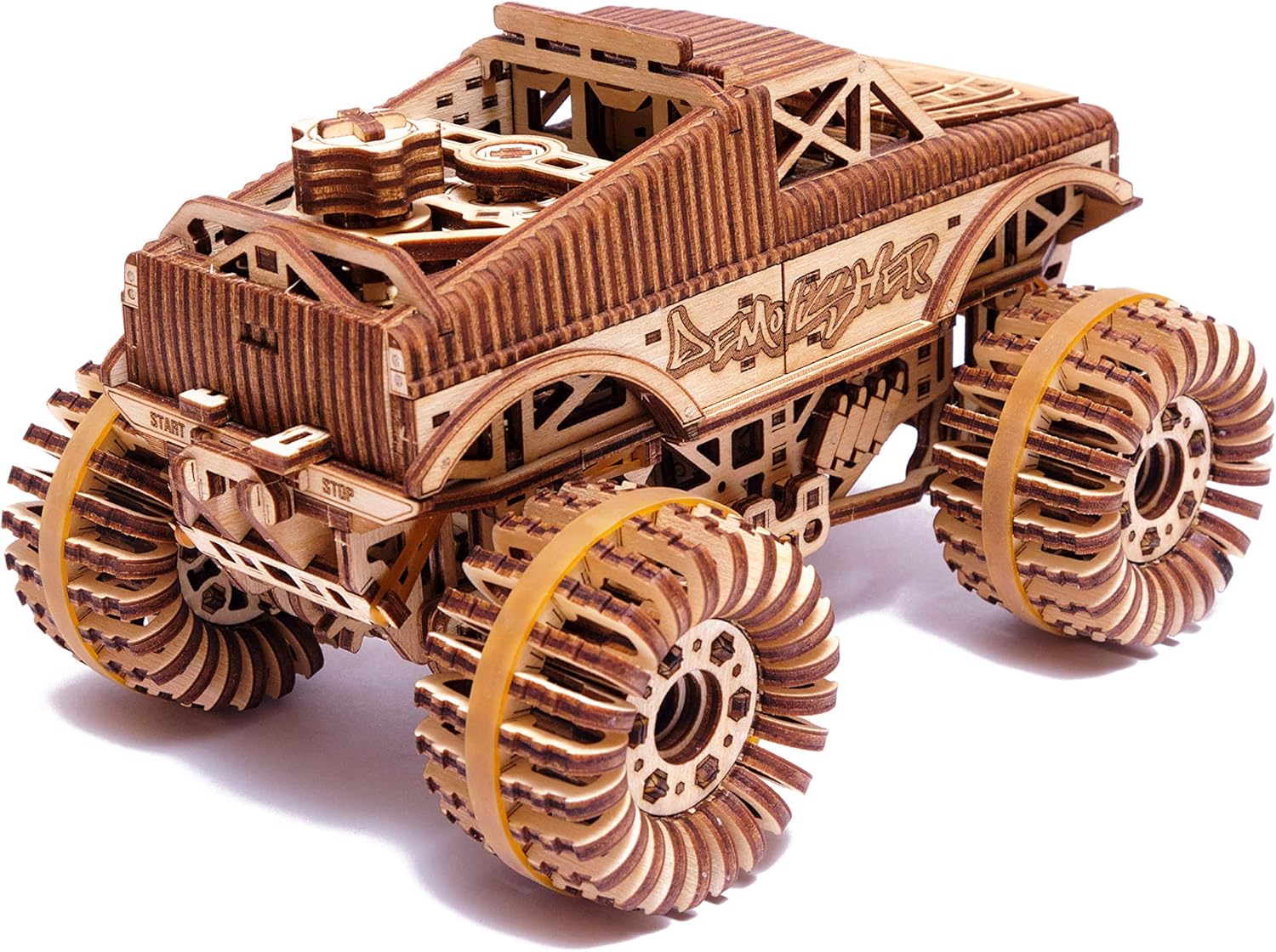 Wood Trick Monster - Rompecabezas de madera 3D para adultos - Paseos de hasta 18 pies - 8.3 x 6.3 pulgadas - Kit de camión modelo para construir para adultos