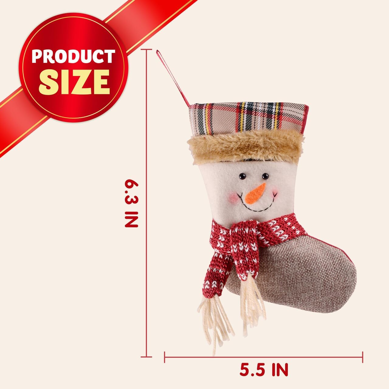 JOYIN 12 Pcs Mini Christmas 3D Bulk Xmas Stockings Santa Snowman Reindeer Burlap Stockings for Present Holders Treat Bags Christmas Tree Decoration Xmas Party Decors