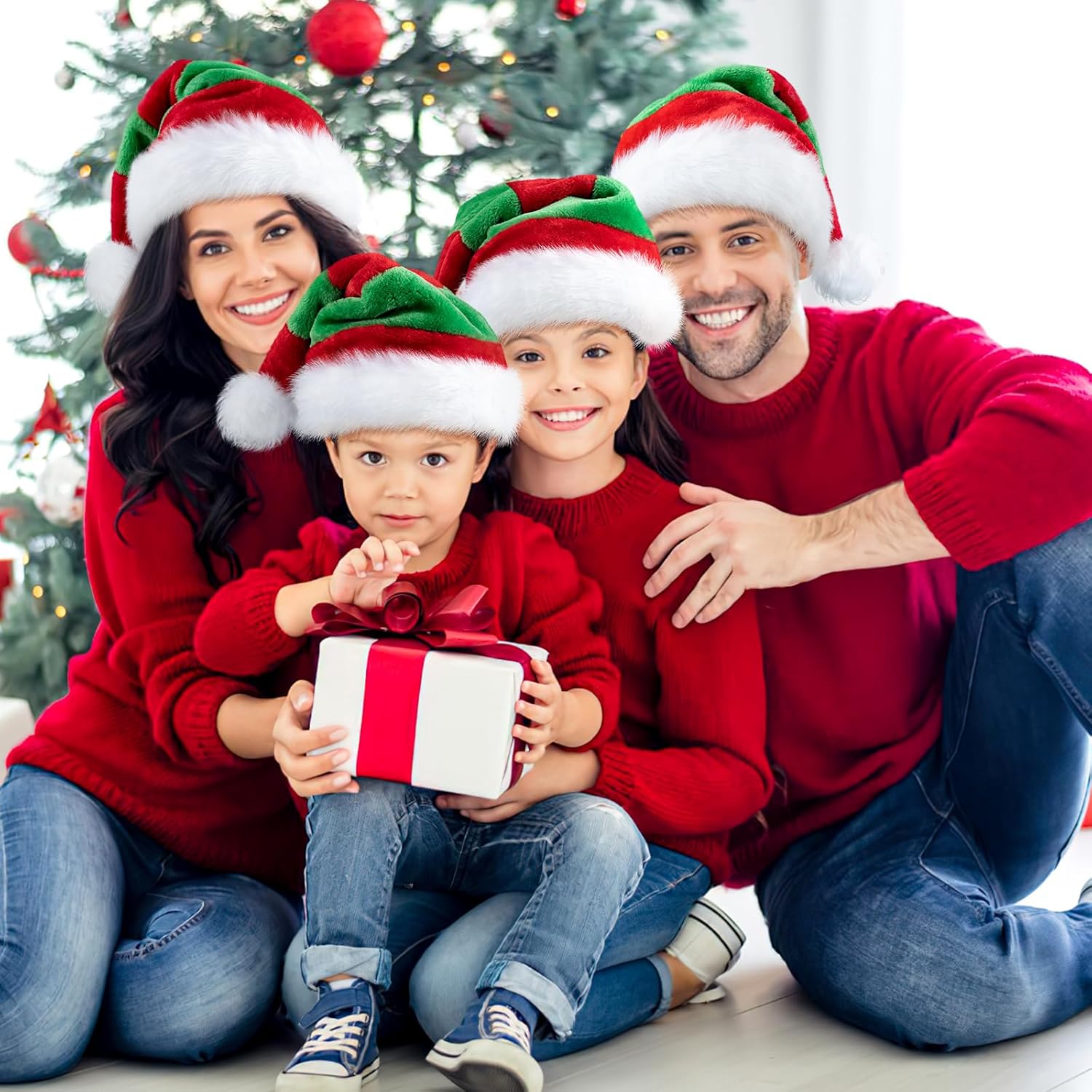 Christmas Santa Hat for Adults, Thicken Soft Velvet Comfort Classic Santa Claus Hat for New Year Party Headwear Holiday