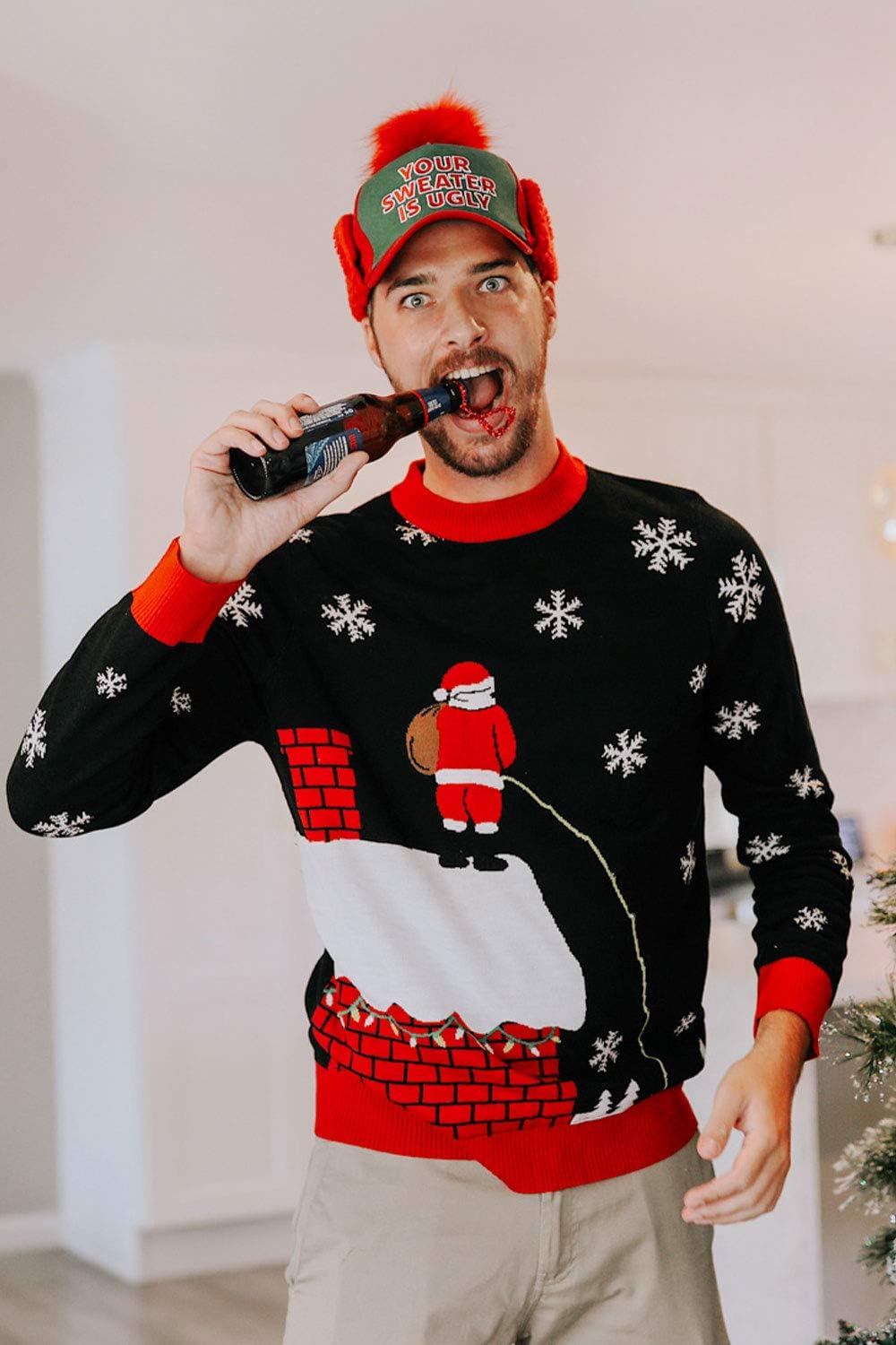 Christmas Hats for Men and Women - Funny Unisex Holiday Cap - One Size Fits Most