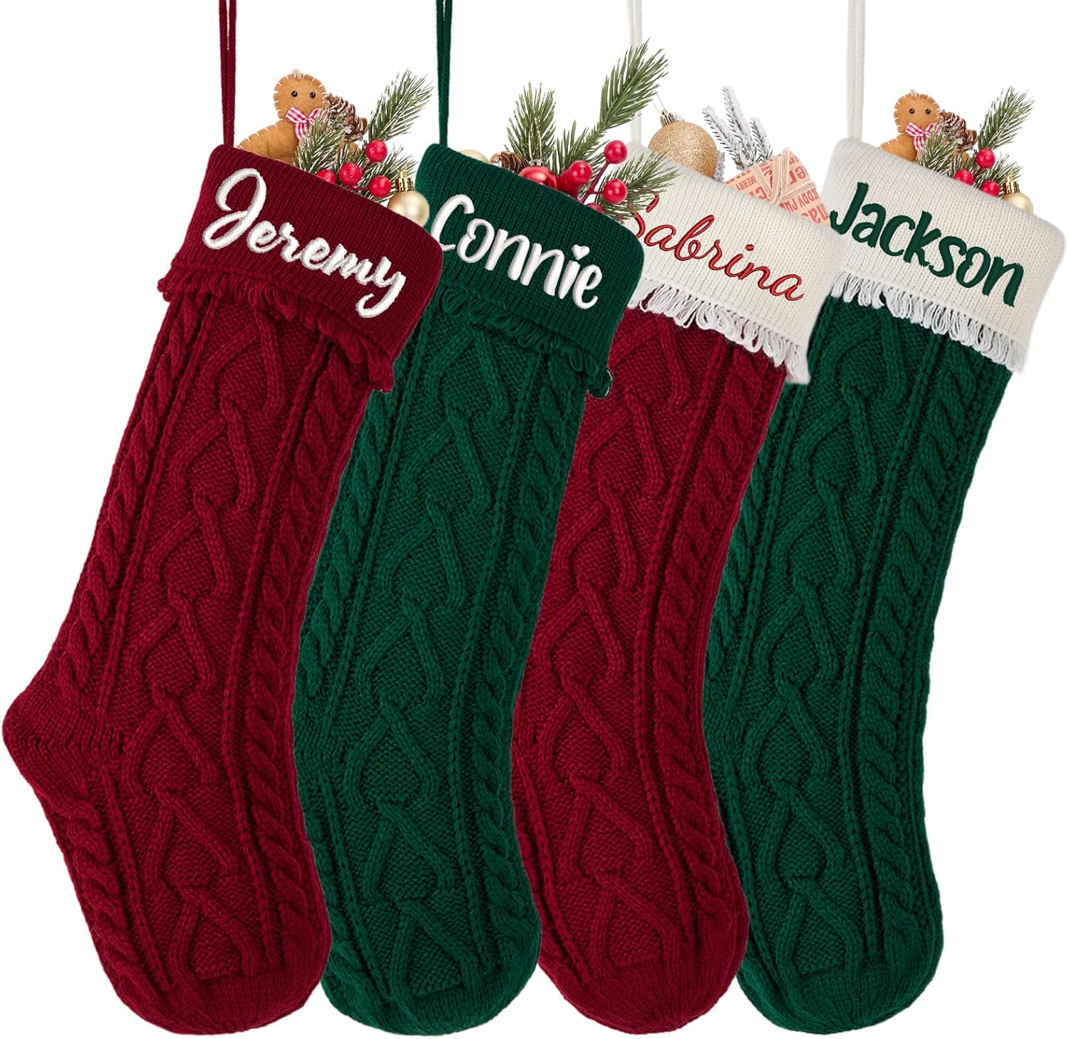 Flycalf Velvet Christmas Stockings 6 Pack Large 20 Inches with Hanging Loop Embroidery Classic Luxury Family Ornament Fireplace Hanging Stockings for Christmas Decorations