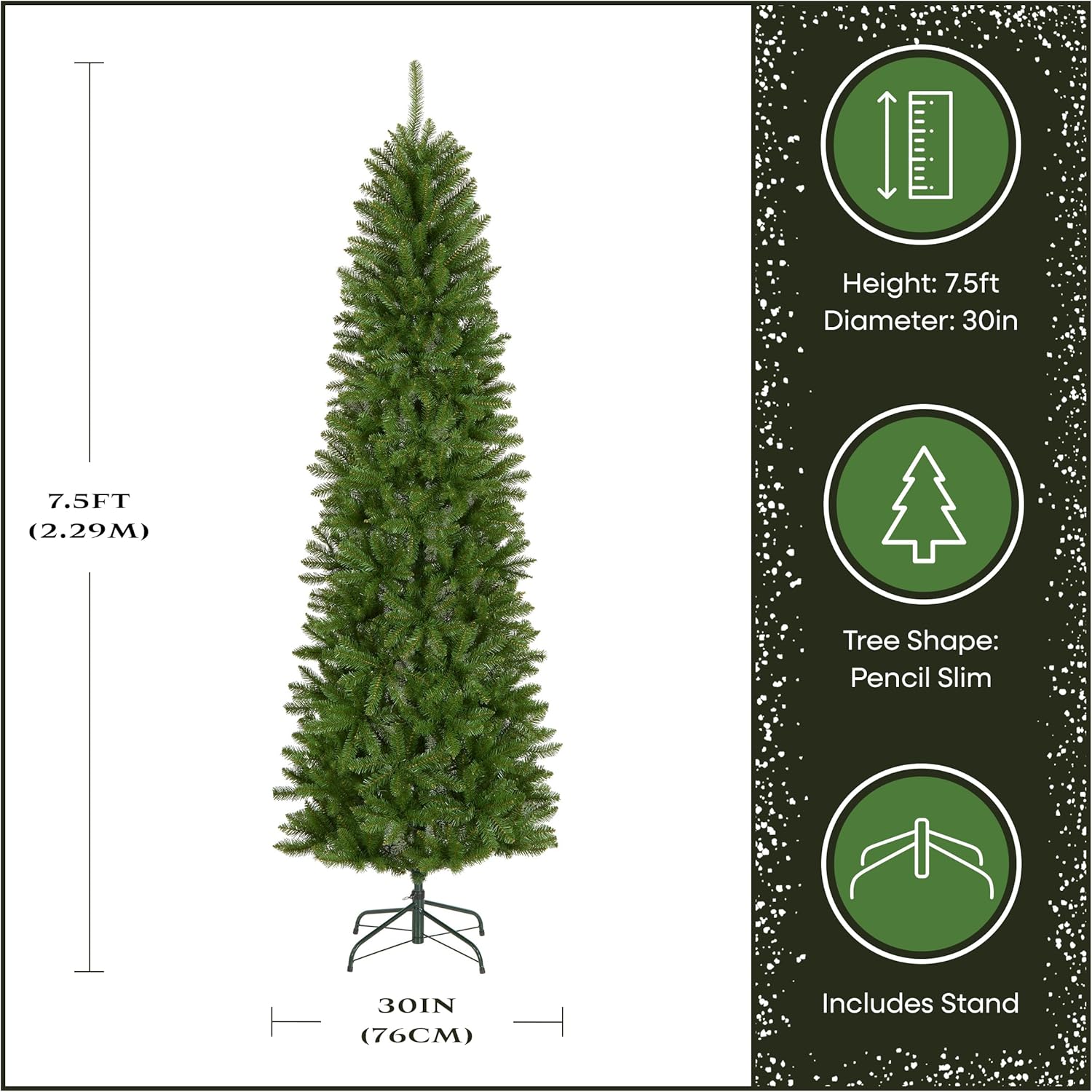 National Tree Company 7.5 ft Unlit Kingswood Fir Slim Artificial Christmas Tree, 1,075 Tips, Includes Stand, Green